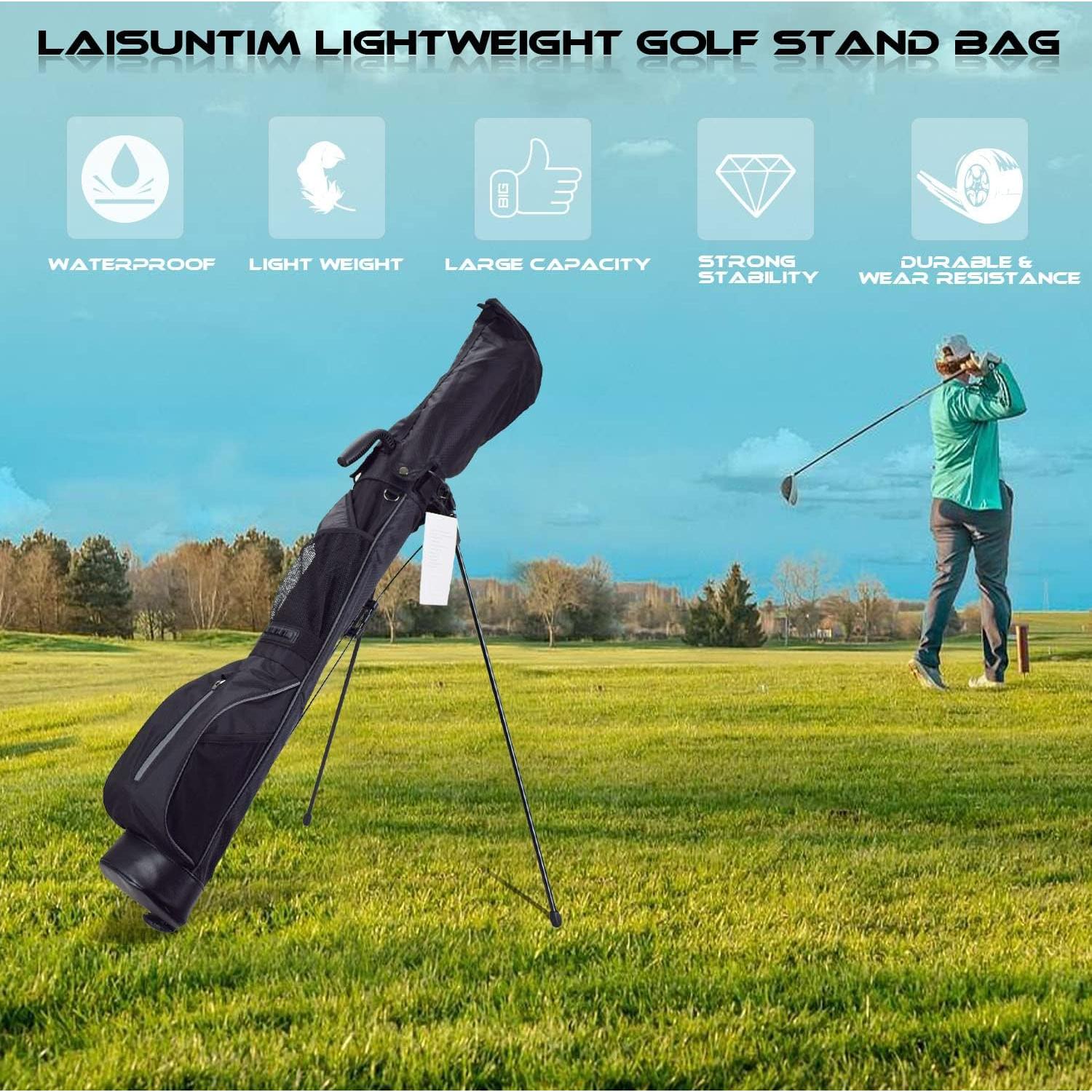Bolsa de Golf de Pie LAISUNTIM Negra 2 Divisores Impermeable