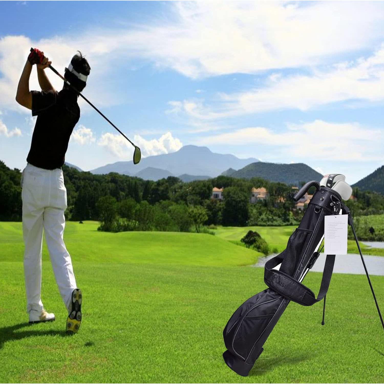 Bolsa de Golf de Pie LAISUNTIM Negra 2 Divisores Impermeable