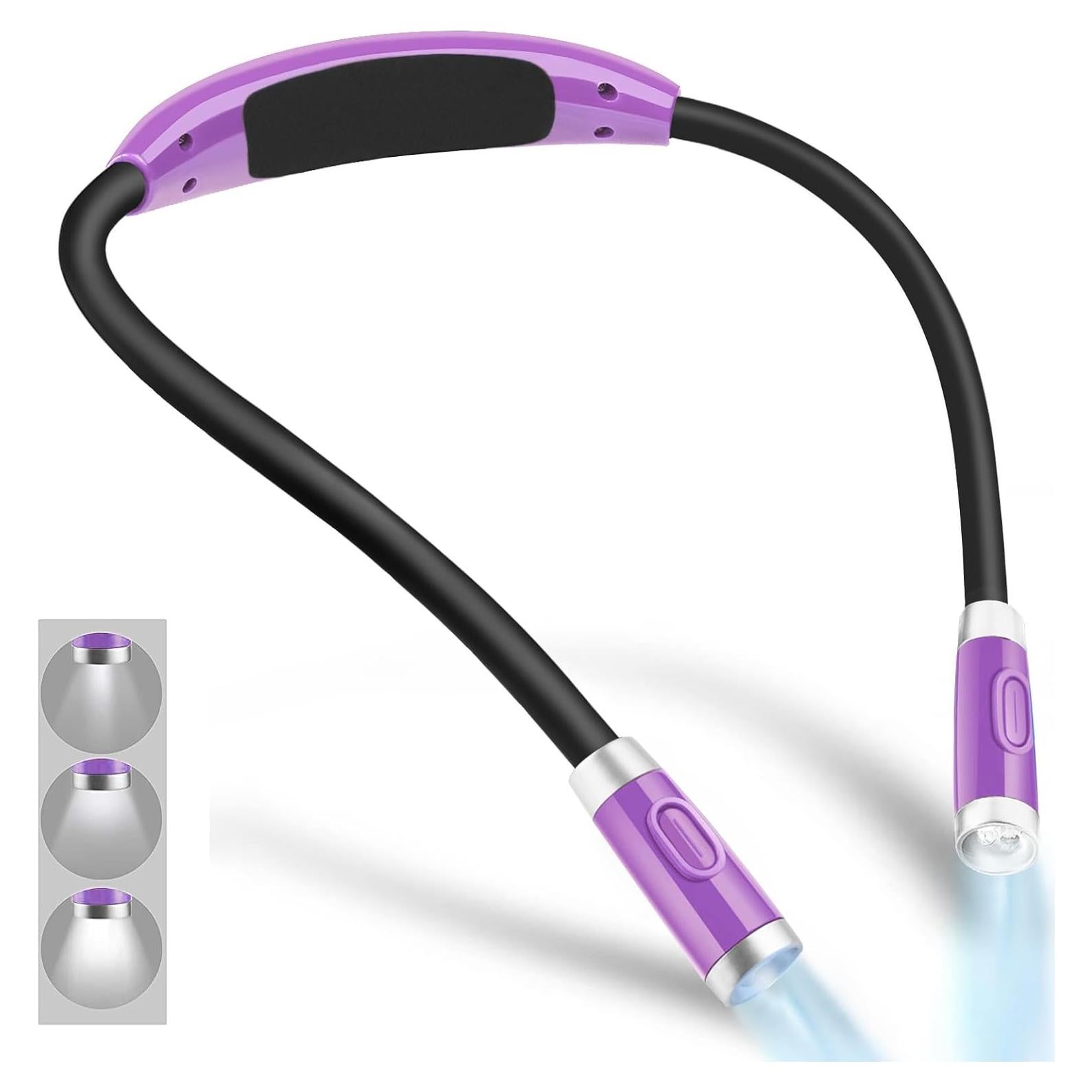 Luz de Lectura LED Vekkia para el Cuello, 3 Brillos, Púrpura