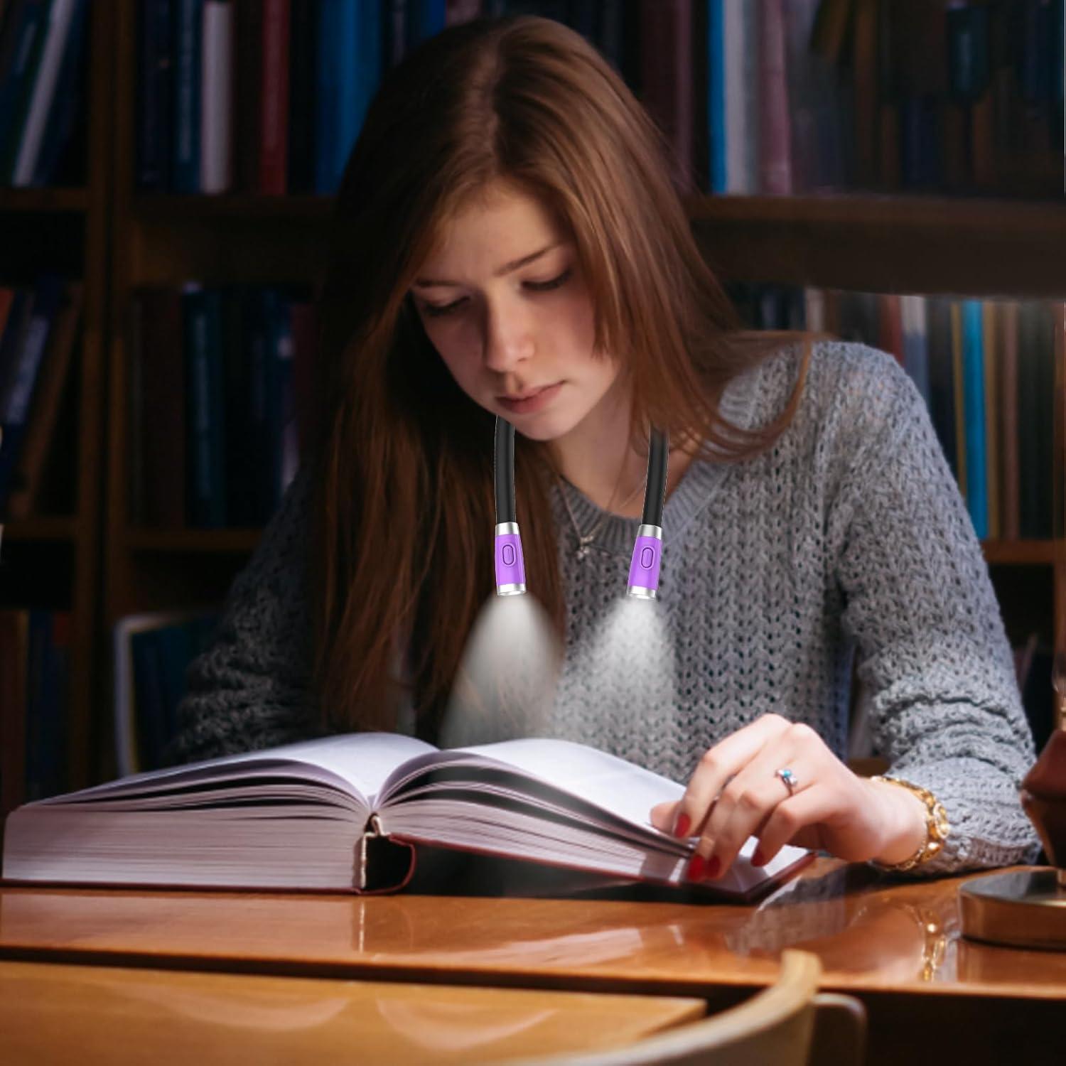 Luz de Lectura LED Vekkia para el Cuello, 3 Brillos, Púrpura