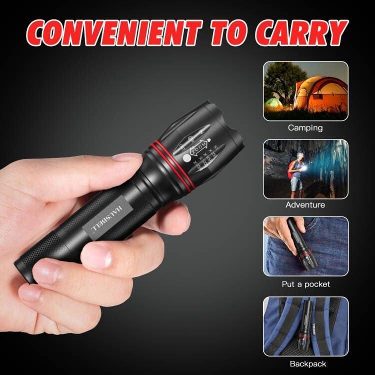 Linterna Táctica LED HAUSBELL T8 2 Paquete 5 Modos