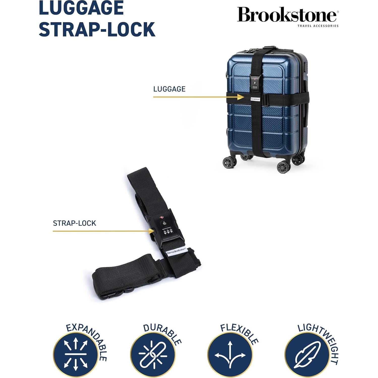 Correa de Equipaje Brookstone 2-en-1 con Candado TSA Negro
