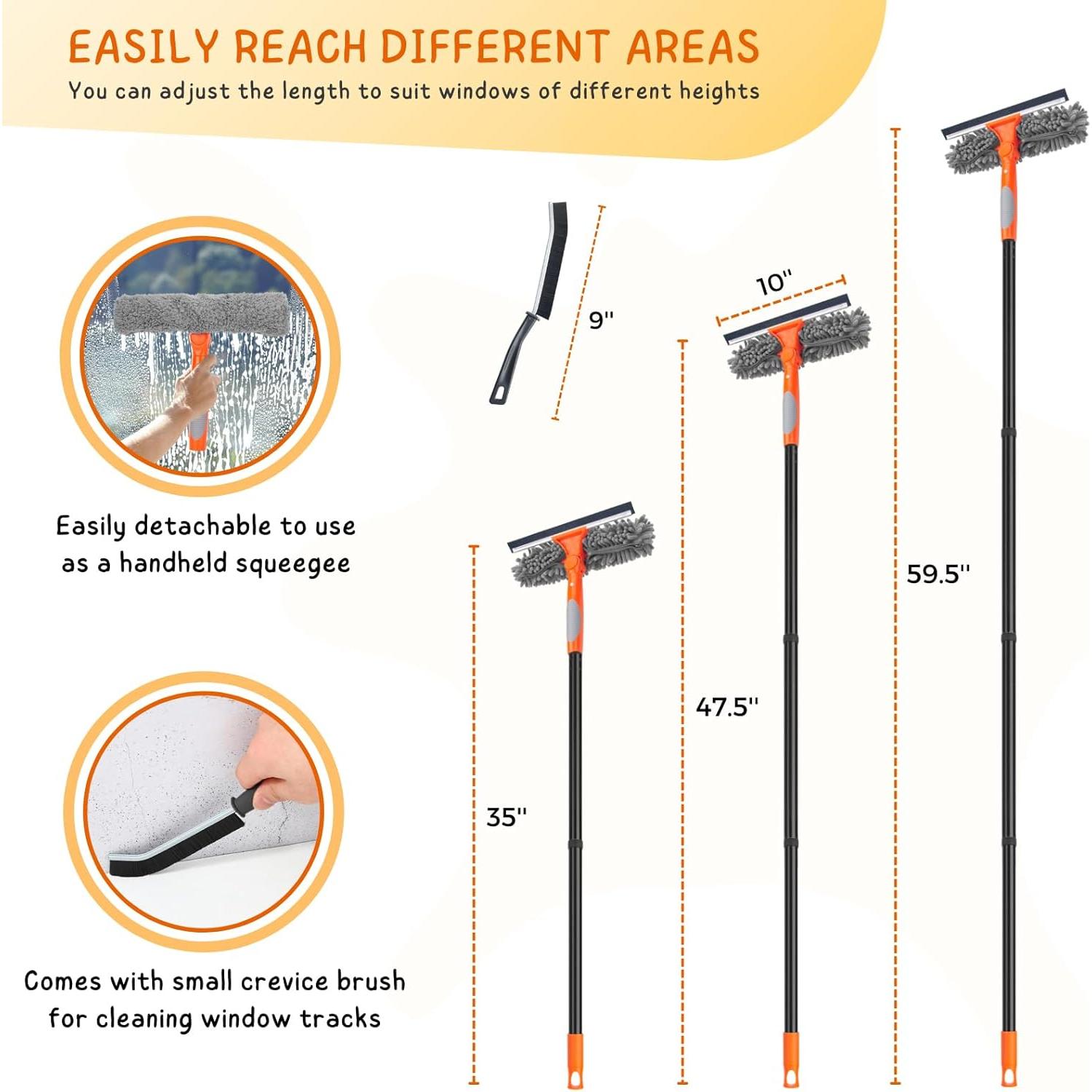 Limpiador de Ventanas 2 en 1 KeFanta con Poste Extensible 151.1 cm