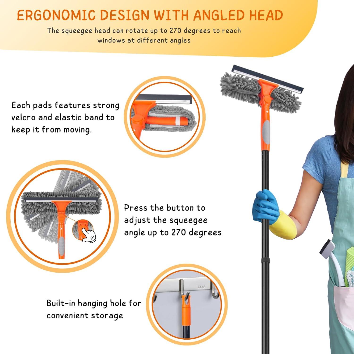 Limpiador de Ventanas 2 en 1 KeFanta con Poste Extensible 151.1 cm