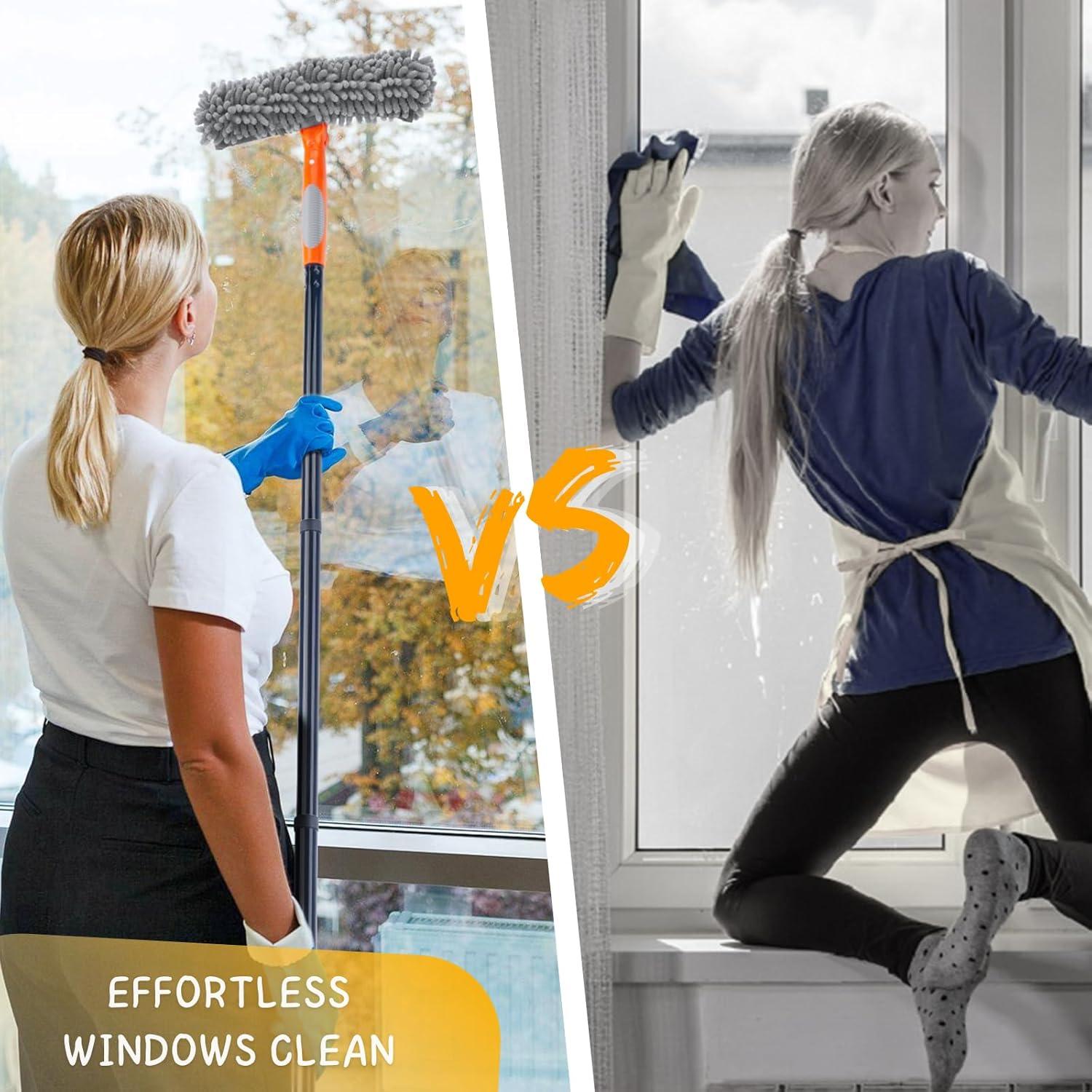 Limpiador de Ventanas 2 en 1 KeFanta con Poste Extensible 151.1 cm