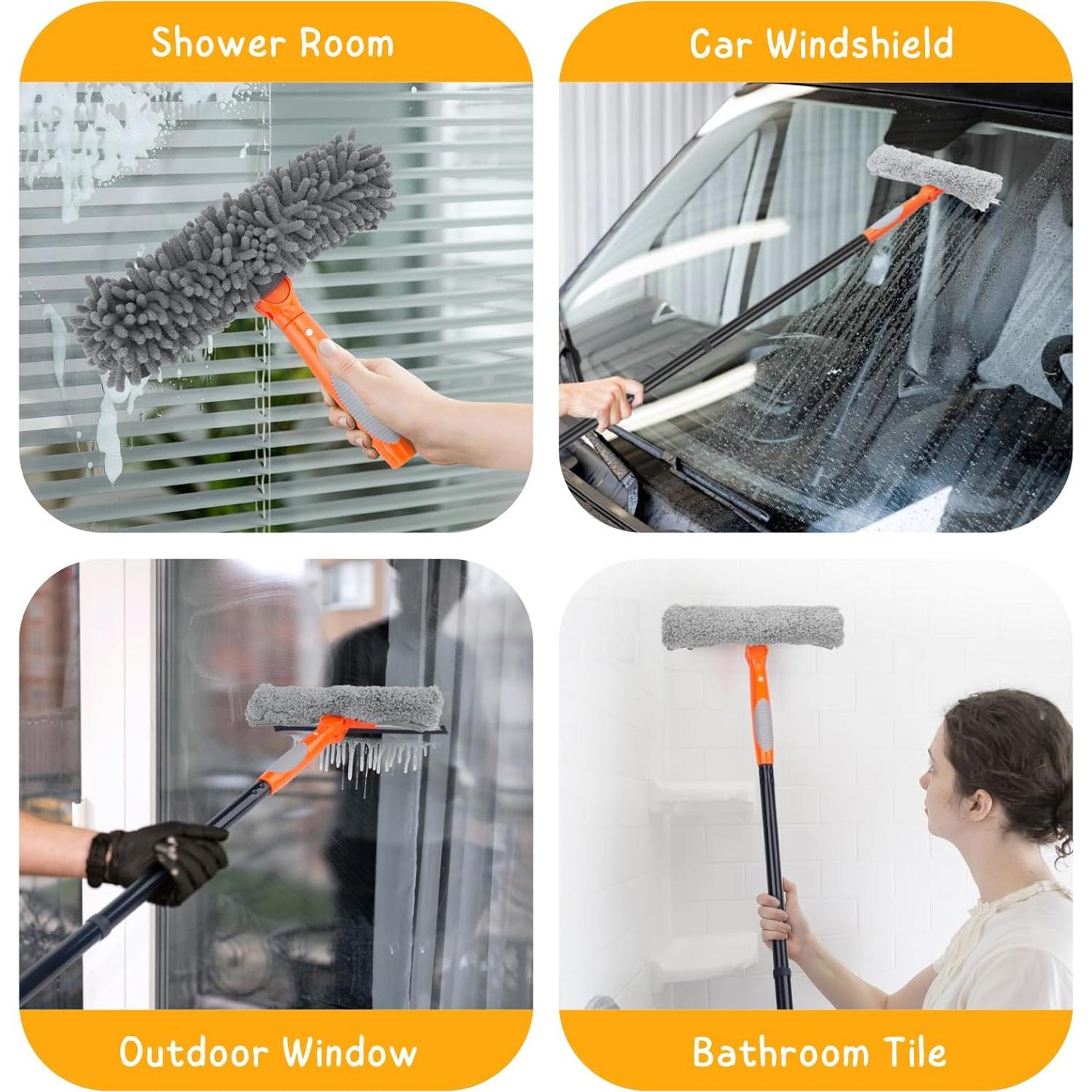 Limpiador de Ventanas 2 en 1 KeFanta con Poste Extensible 151.1 cm