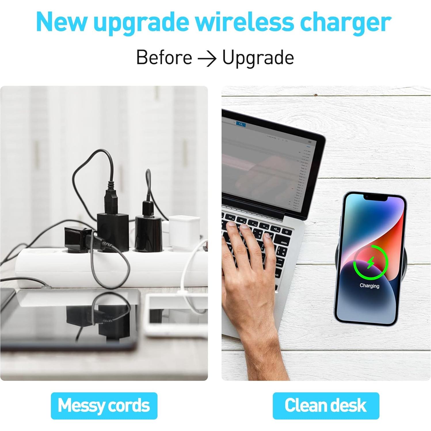 Cargador Inalámbrico de Escritorio JE Hacerlo Simple 15W Negro