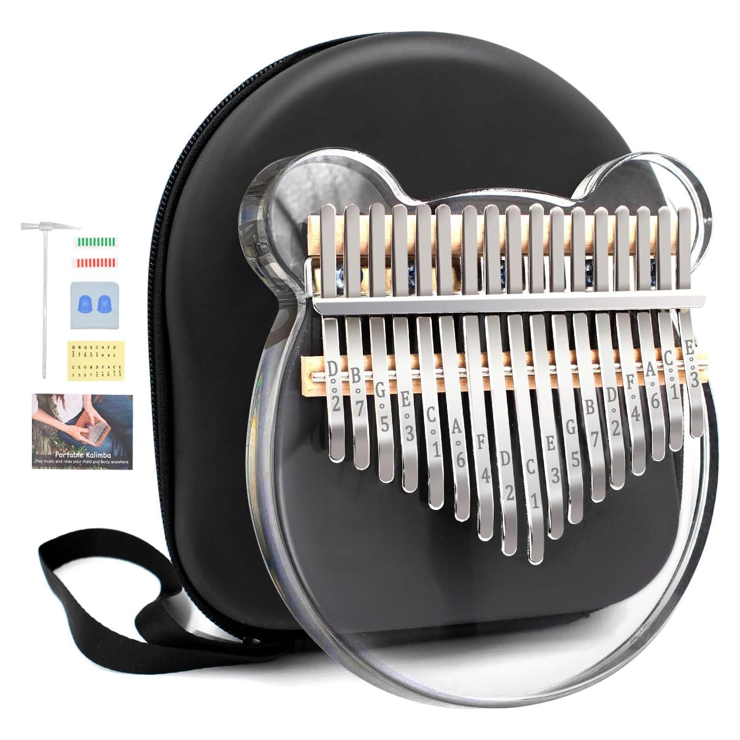 Kalimba YUNDIE 17 Teclas Acrílico Transparente Portátil