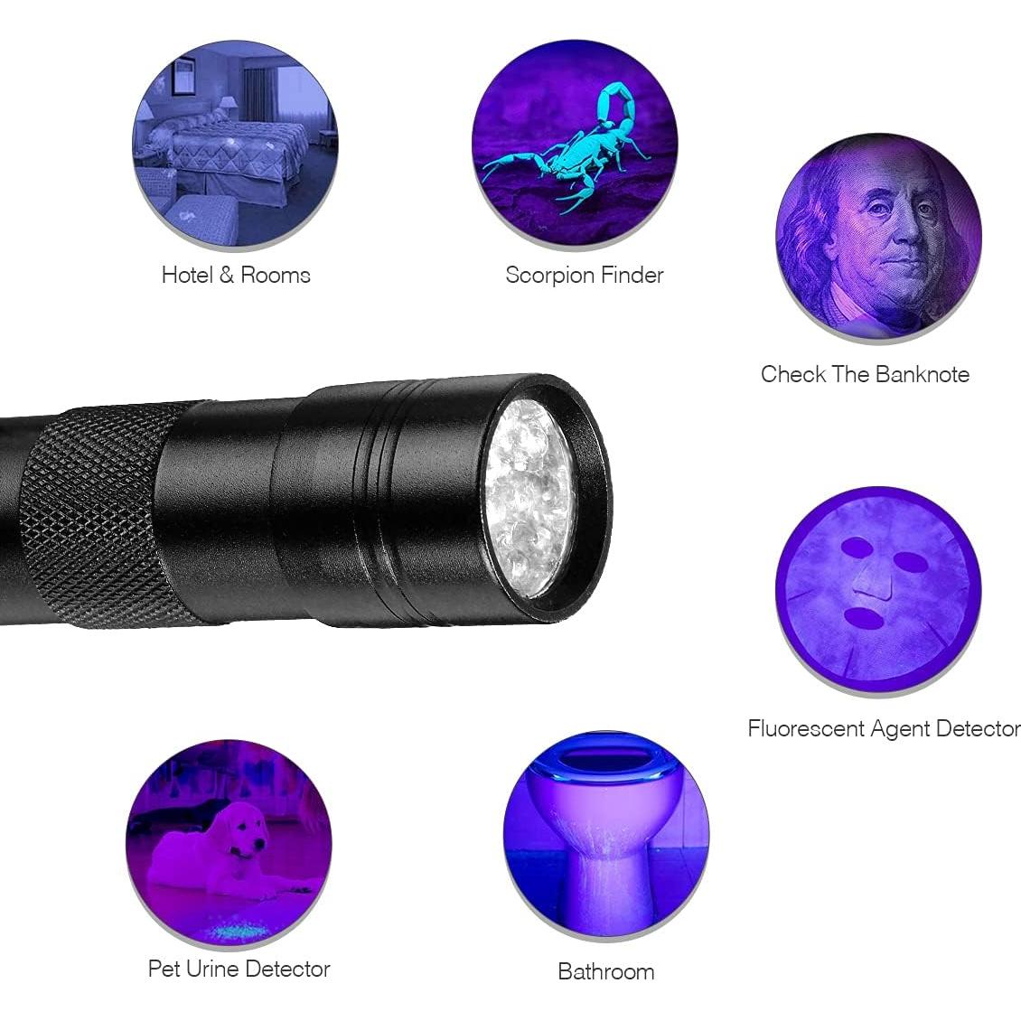 Linterna UV SLTG2020 12 LED Luz Negra 395 nm Compacta