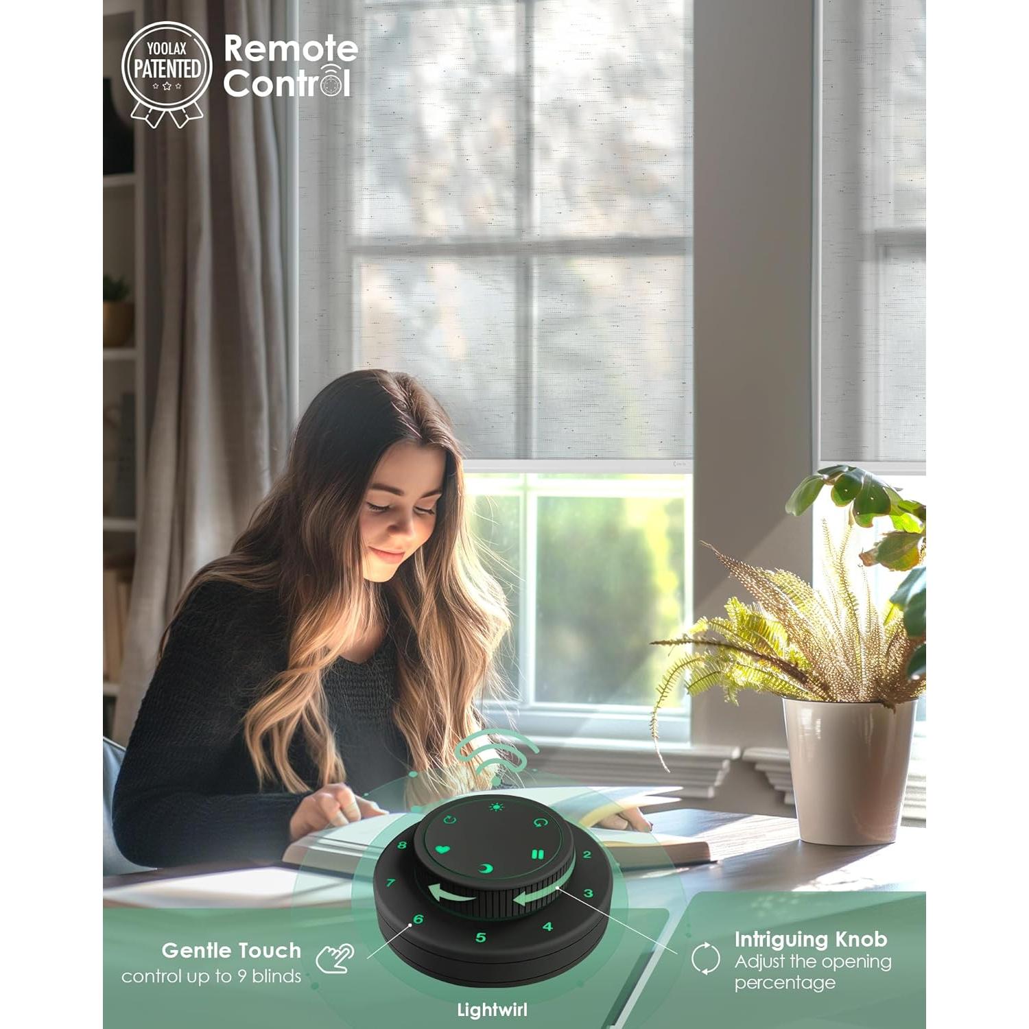 Cortinas Motorizadas Yoolax 152x152 cm Semi Sheer Blanco Estrellado