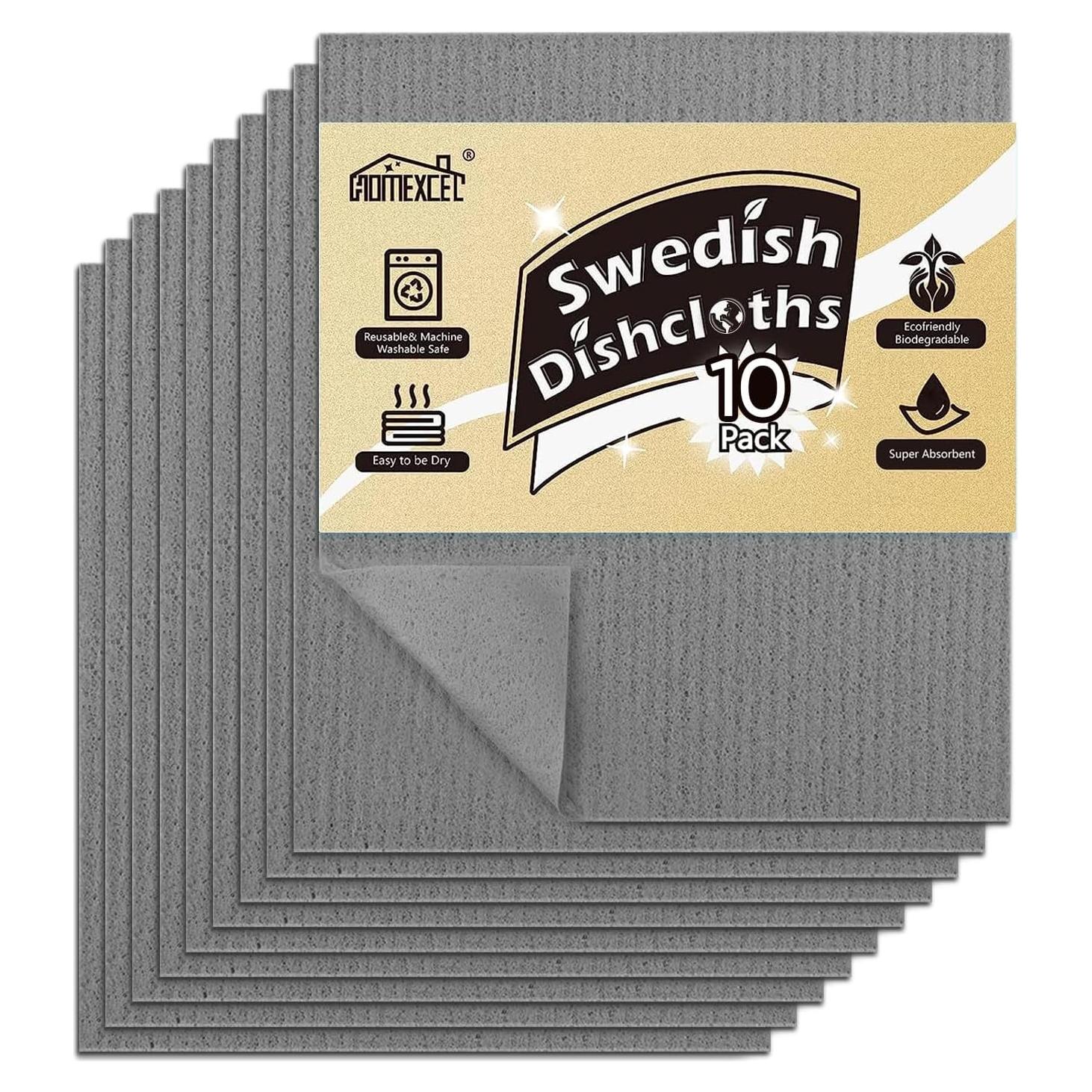 Paños de Cocina Reutilizables HOMEXCEL 10 Pack Gris Absorbentes