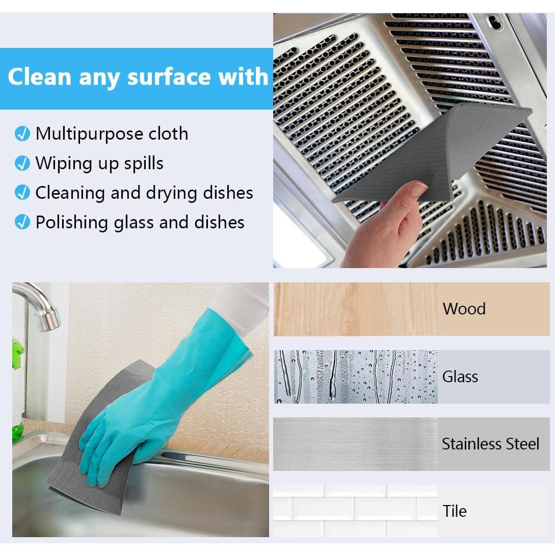 Paños de Cocina Reutilizables HOMEXCEL 10 Pack Gris Absorbentes