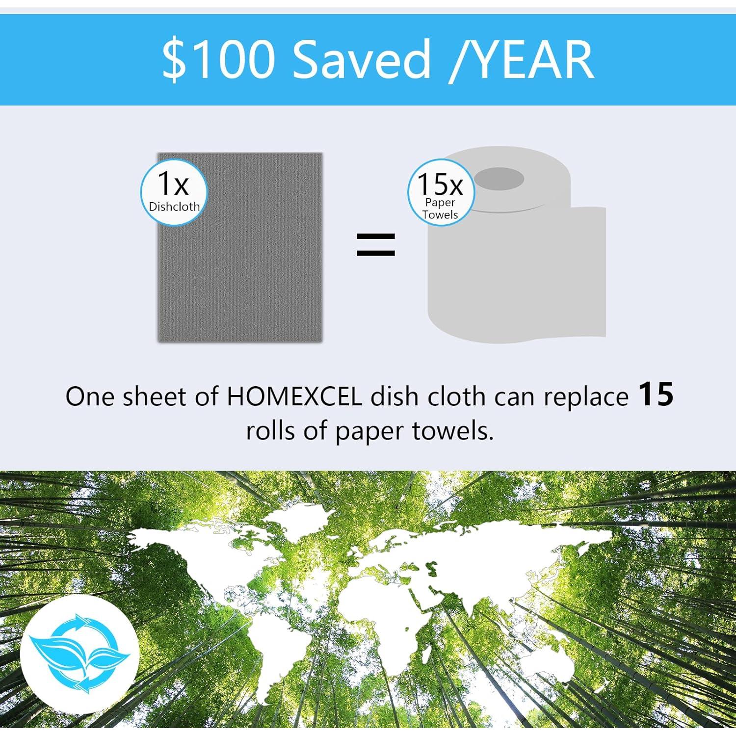 Paños de Cocina Reutilizables HOMEXCEL 10 Pack Gris Absorbentes