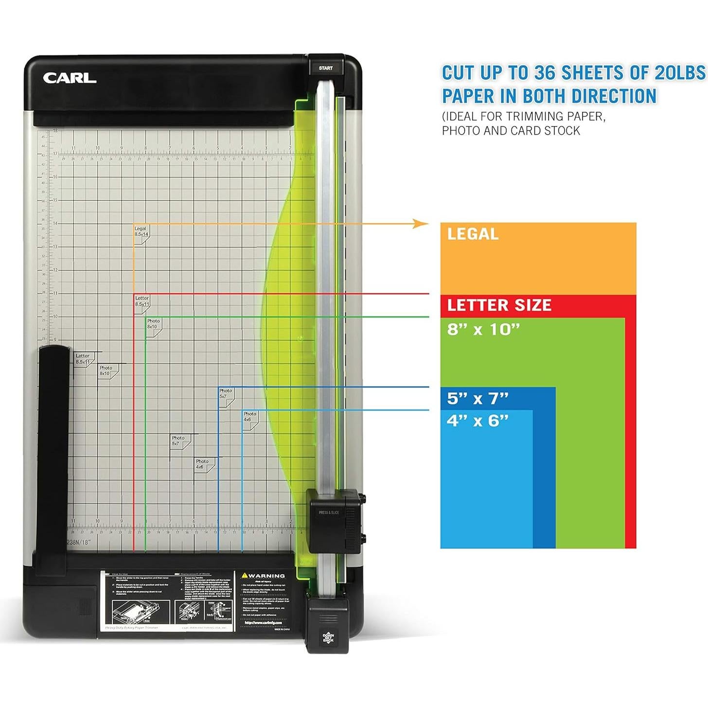 Cortadora de Papel Carl 12238 45.72 cm 36 Hojas Alta Resistencia