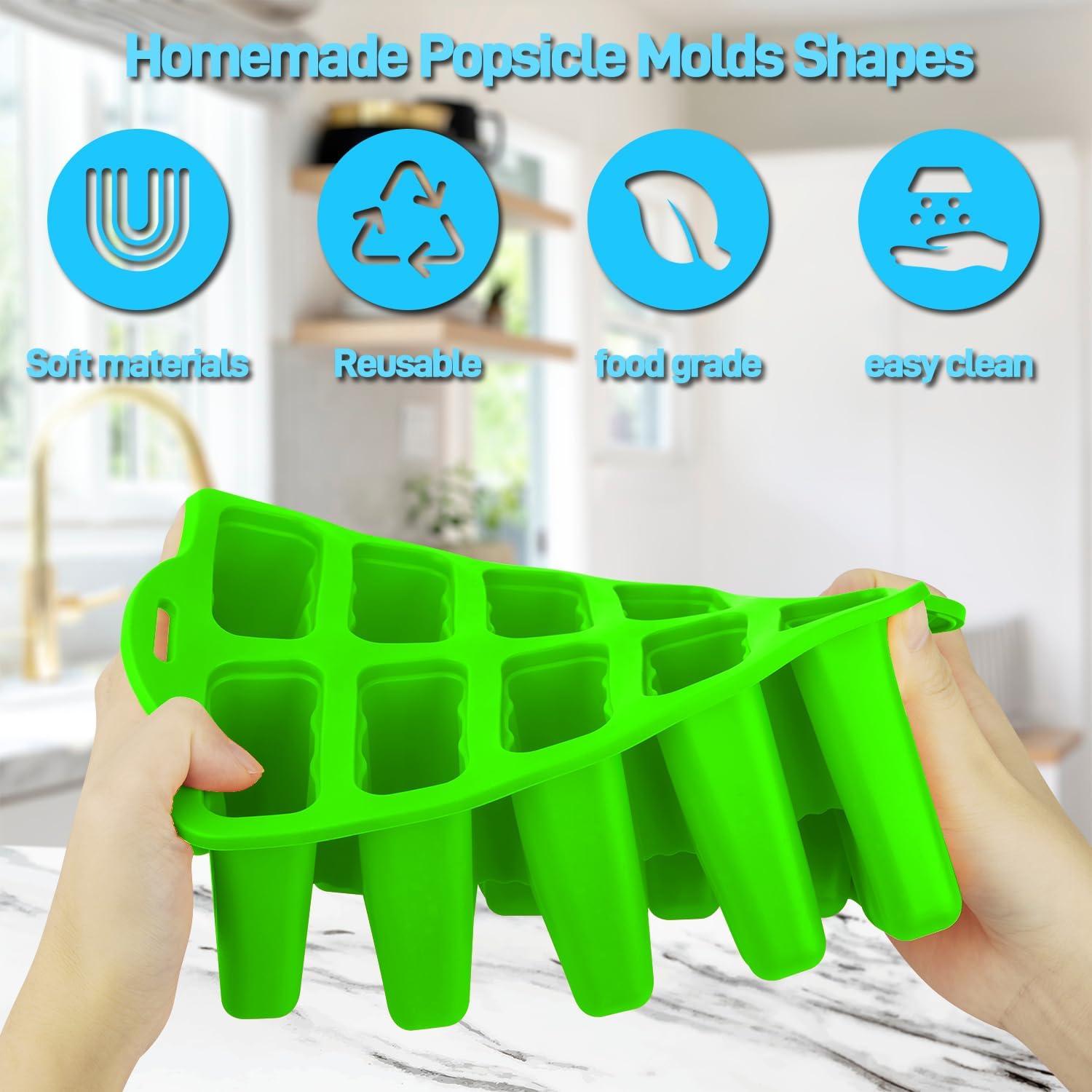 Moldes de Popsicles de Silicona Azonbey 10 Cavidades Verde