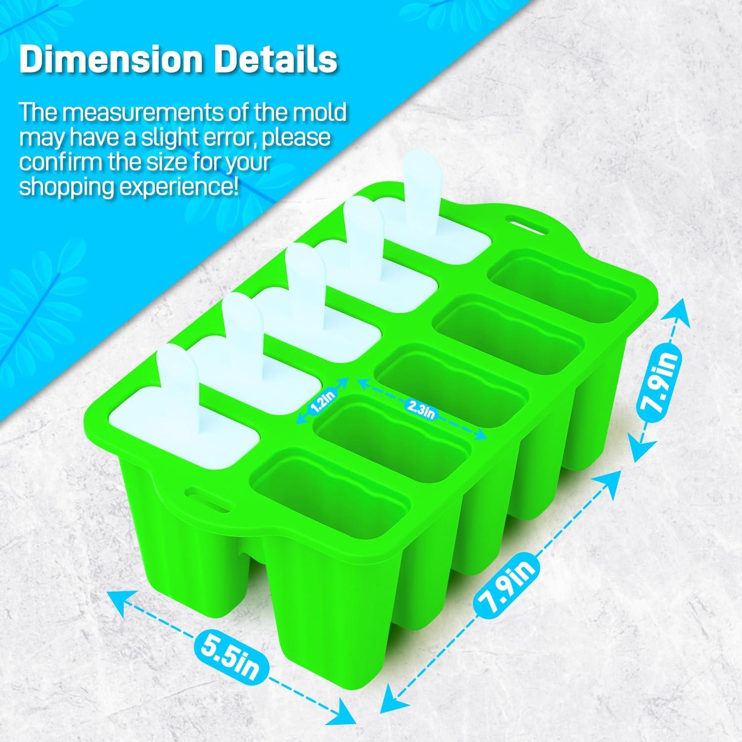 Moldes de Popsicles de Silicona Azonbey 10 Cavidades Verde