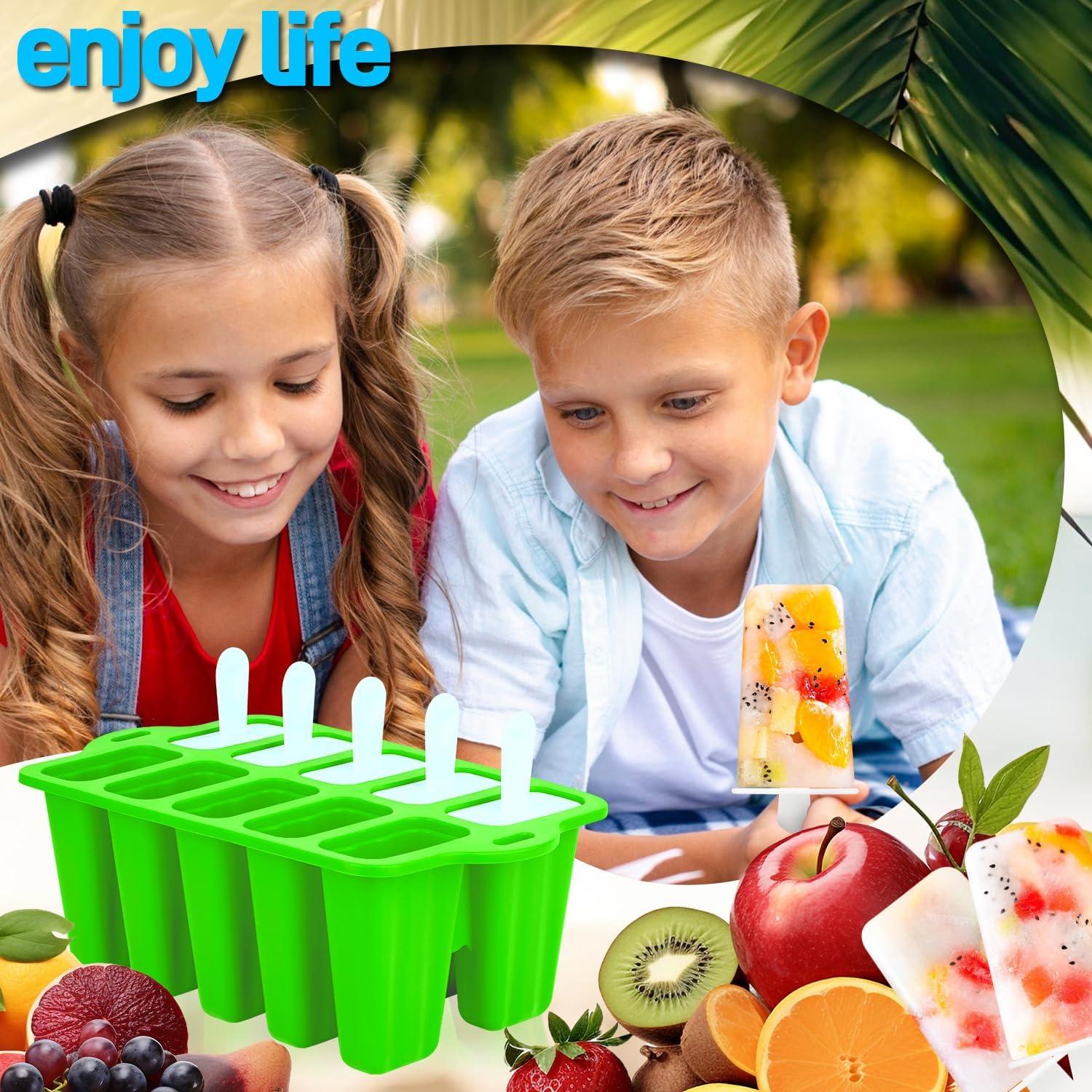 Moldes de Popsicles de Silicona Azonbey 10 Cavidades Verde