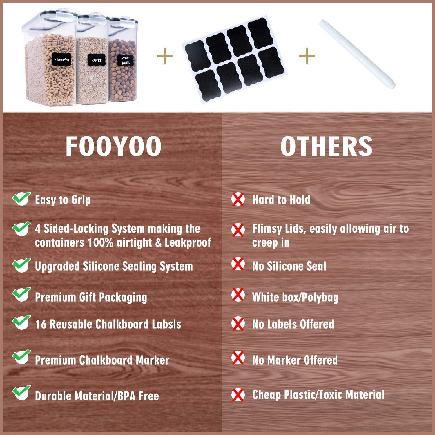 Juego de 3 Contenedores Herméticos FOOYOO para Cereal 3.8L