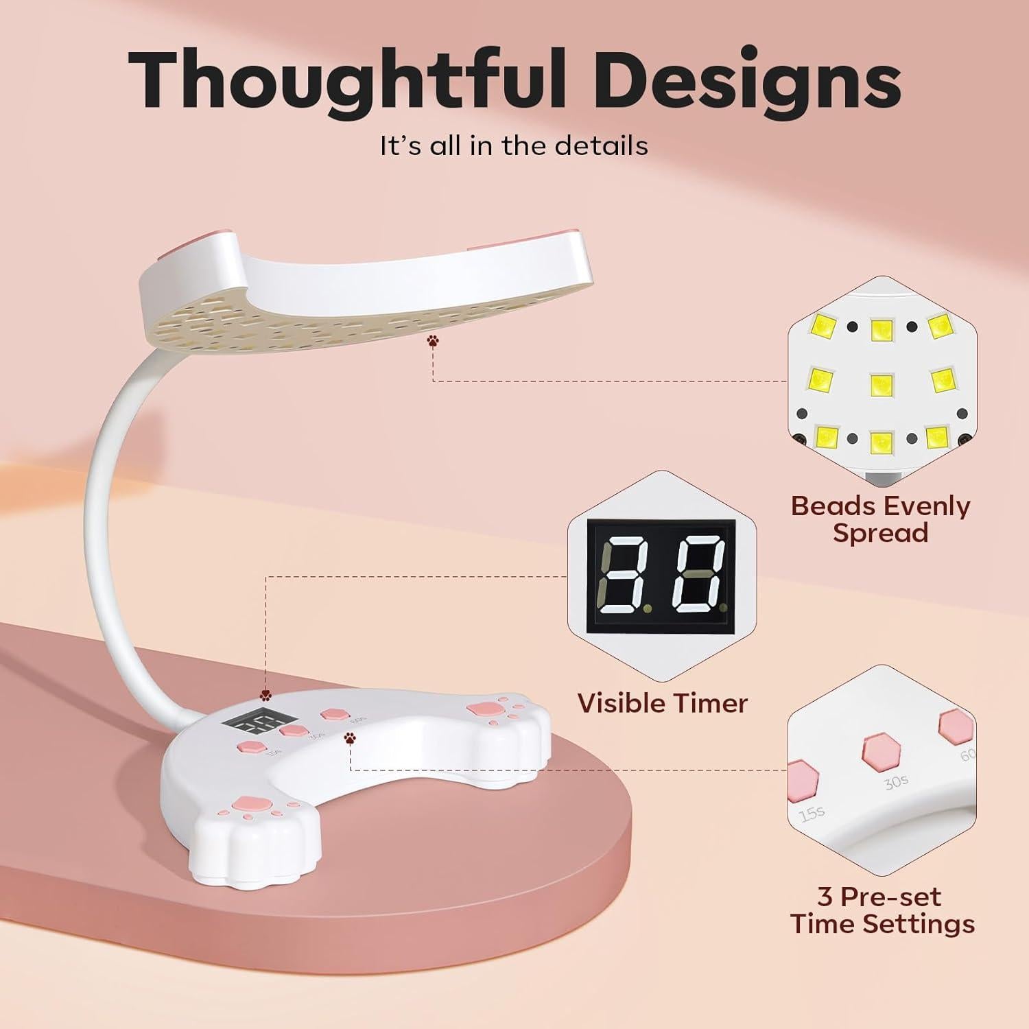 Lámpara de Uñas UV LED Modelones 48W Cuello de Ganso