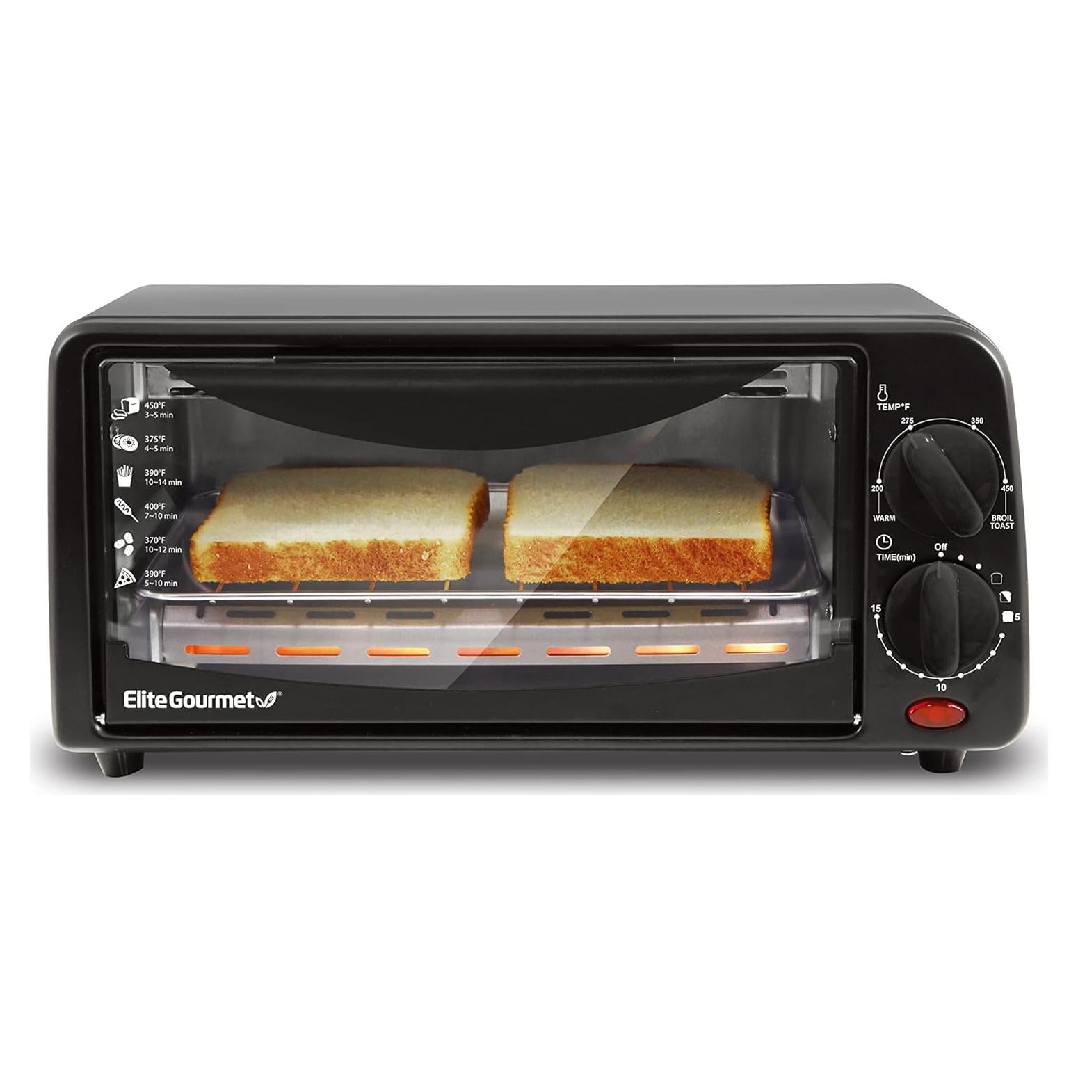 Horno Tostador Compacto Elite Gourmet ETO236 2 Rebanadas Negro