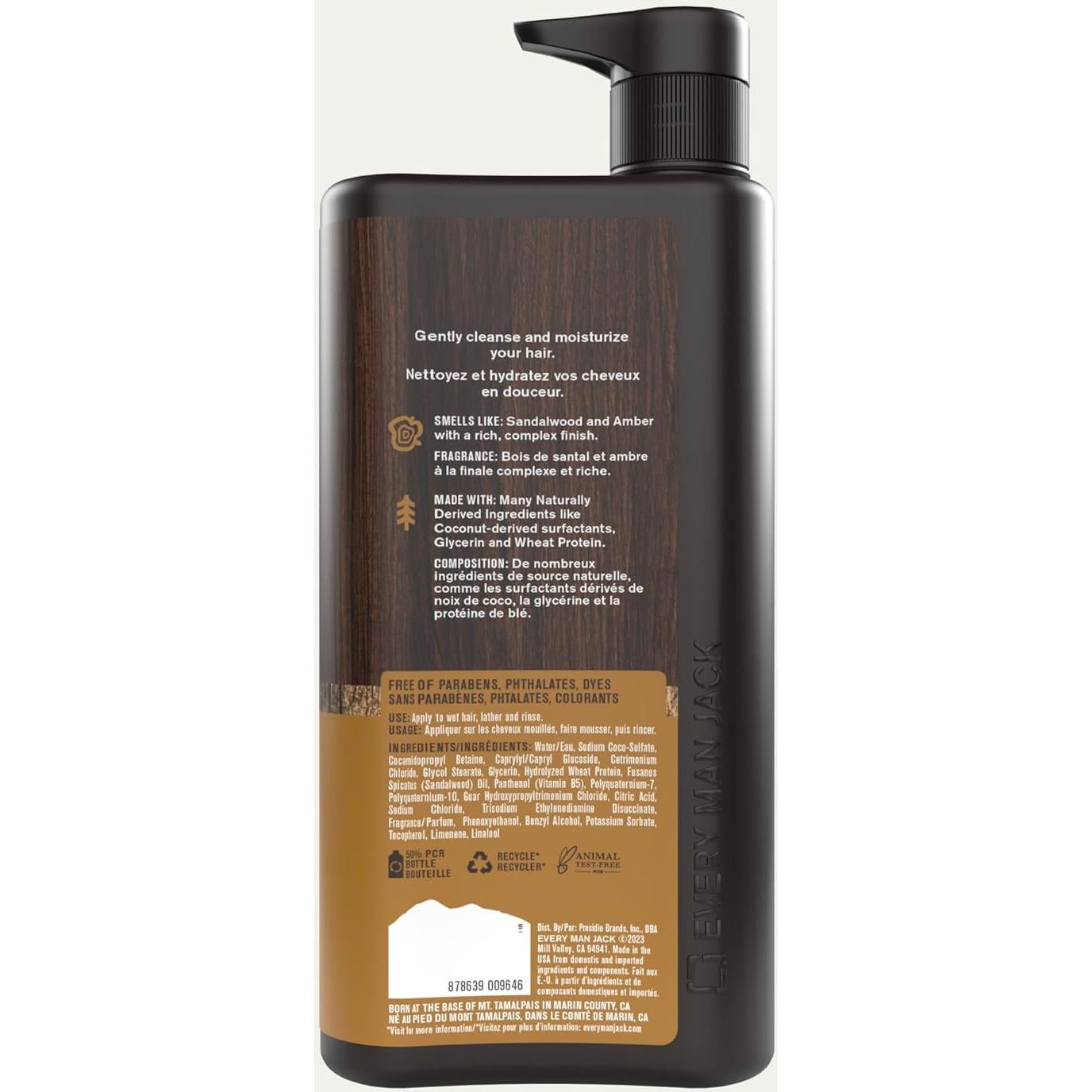 Champú y Acondicionador 2-en-1 Every Man Jack 680g - Ámbar y Sándalo