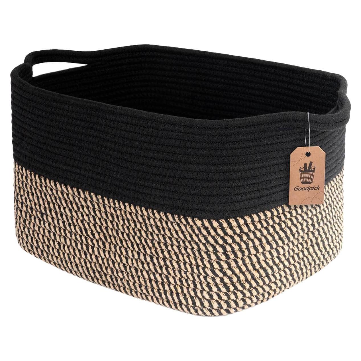 Cesta de Almacenamiento Goodpick Tejida 33x25x22cm Negra