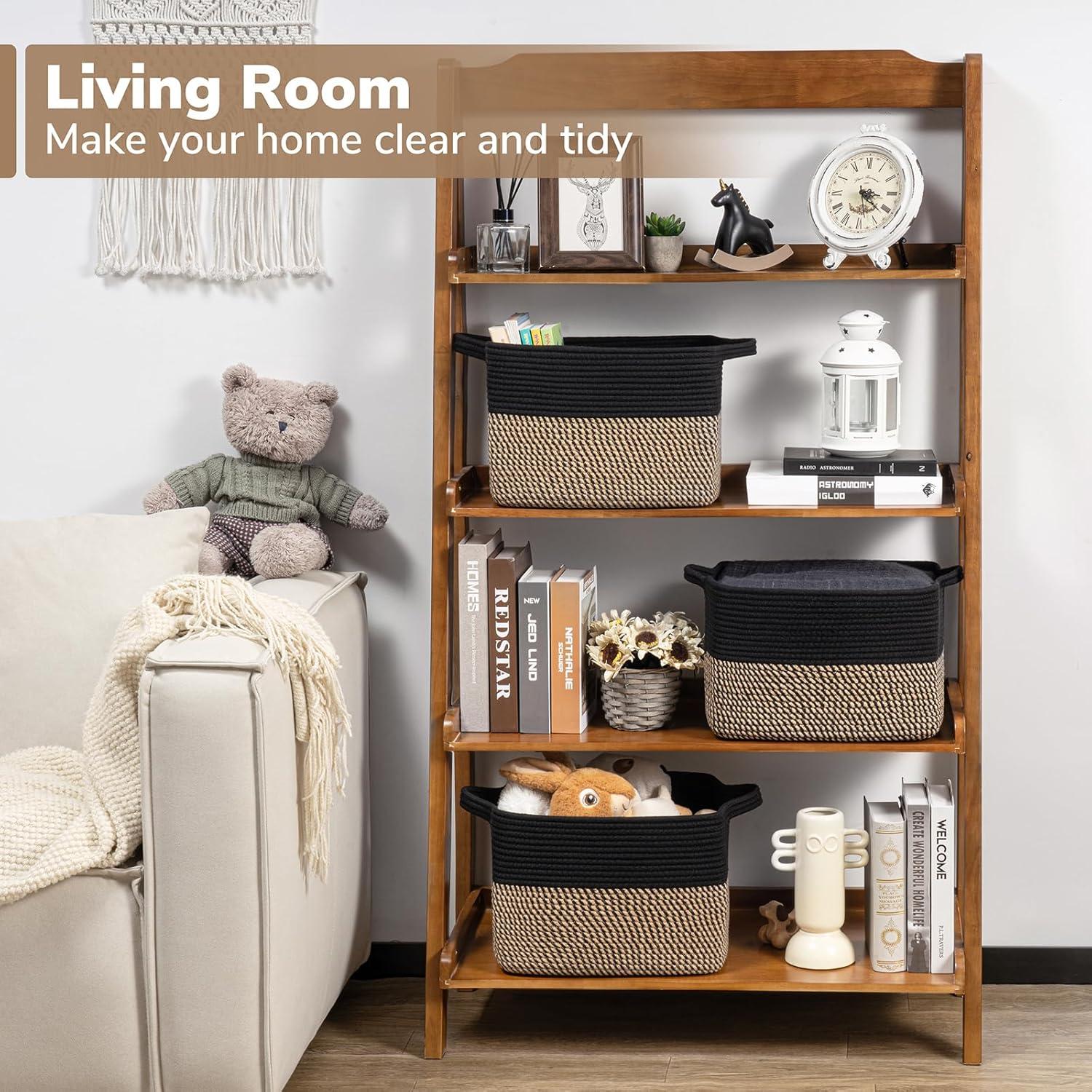 Cesta de Almacenamiento Goodpick Tejida 33x25x22cm Negra