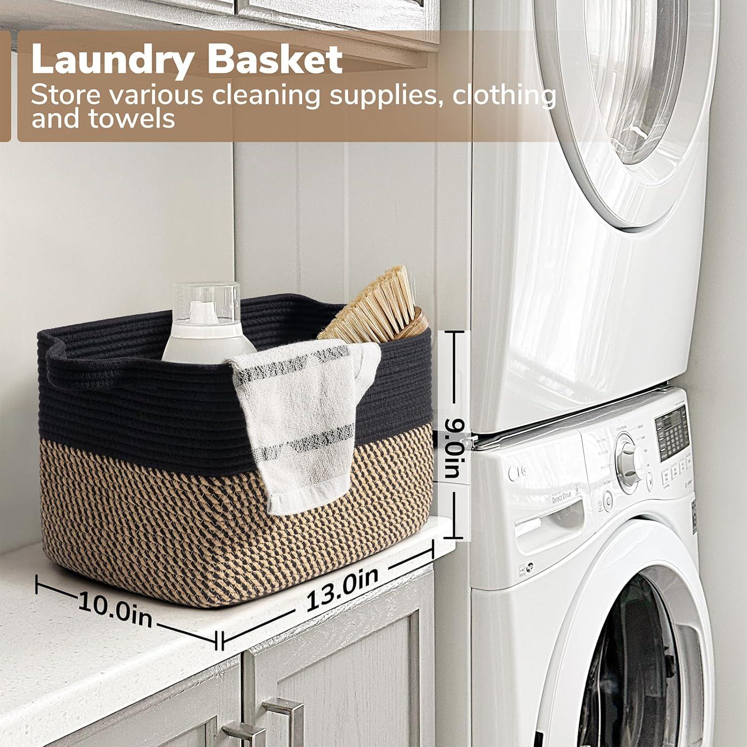 Cesta de Almacenamiento Goodpick Tejida 33x25x22cm Negra