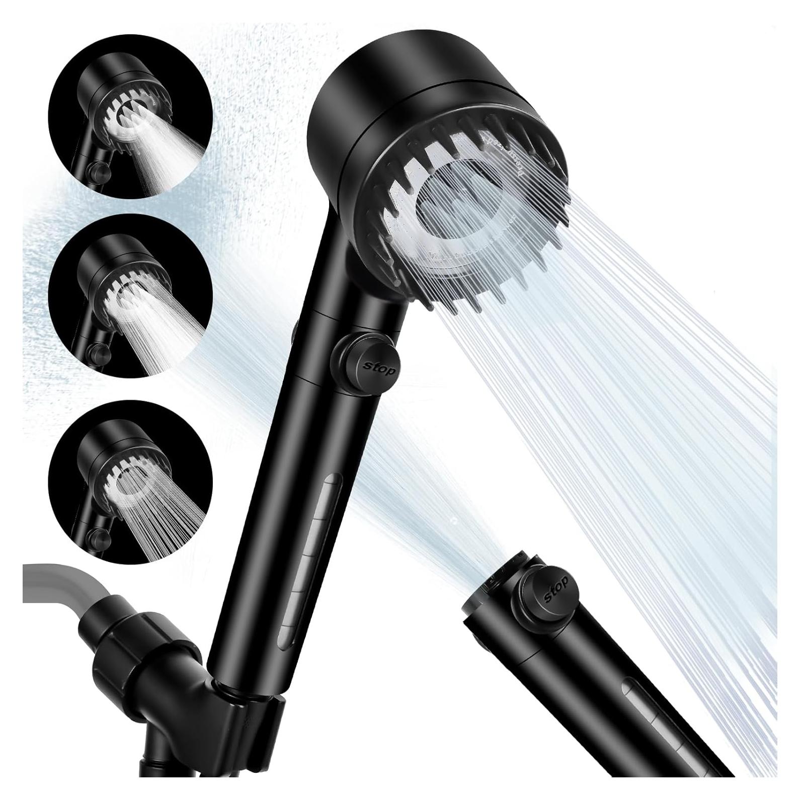 Cabezal de Ducha Luxsego Alta Presión 3 Modos Negro