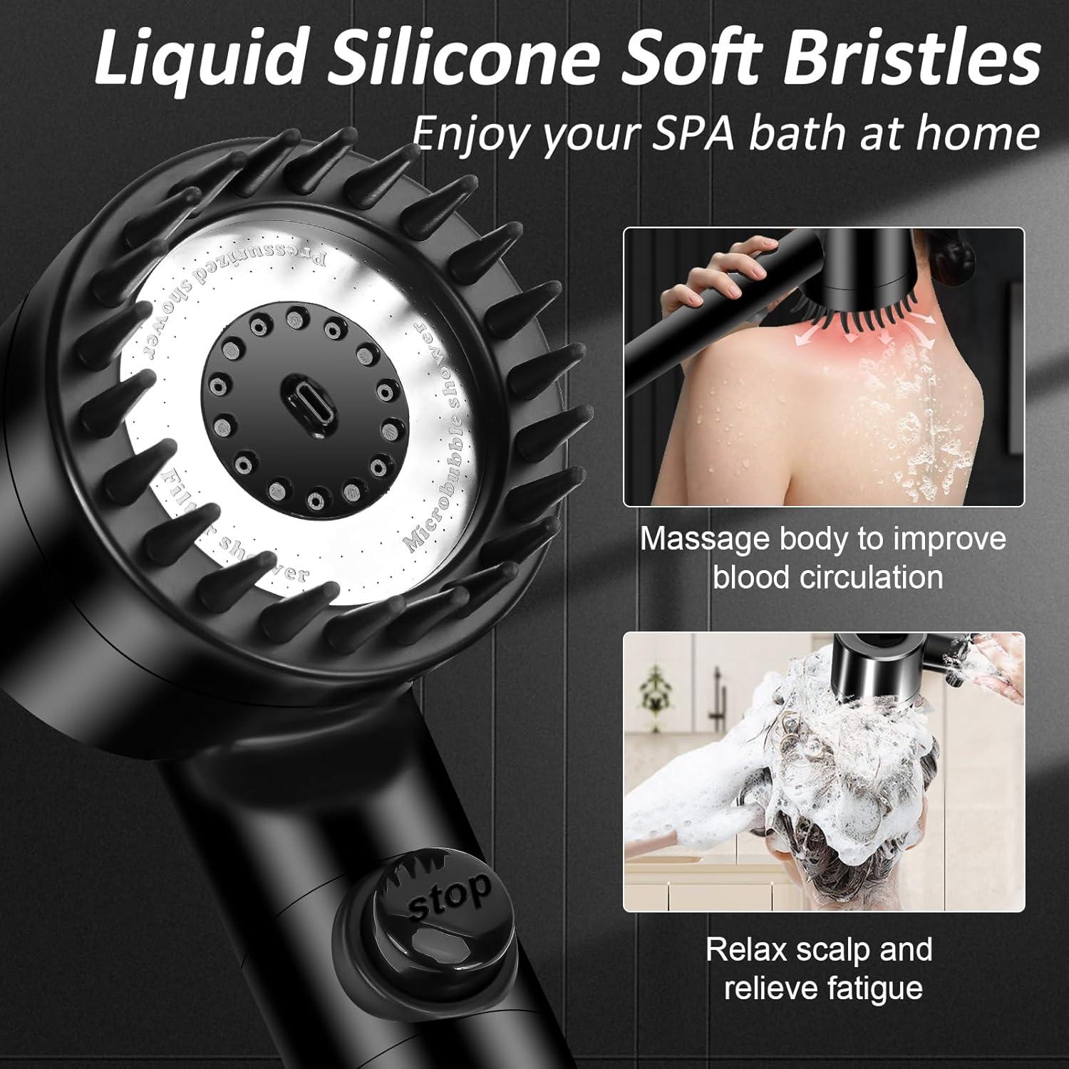 Cabezal de Ducha Luxsego Alta Presión 3 Modos Negro