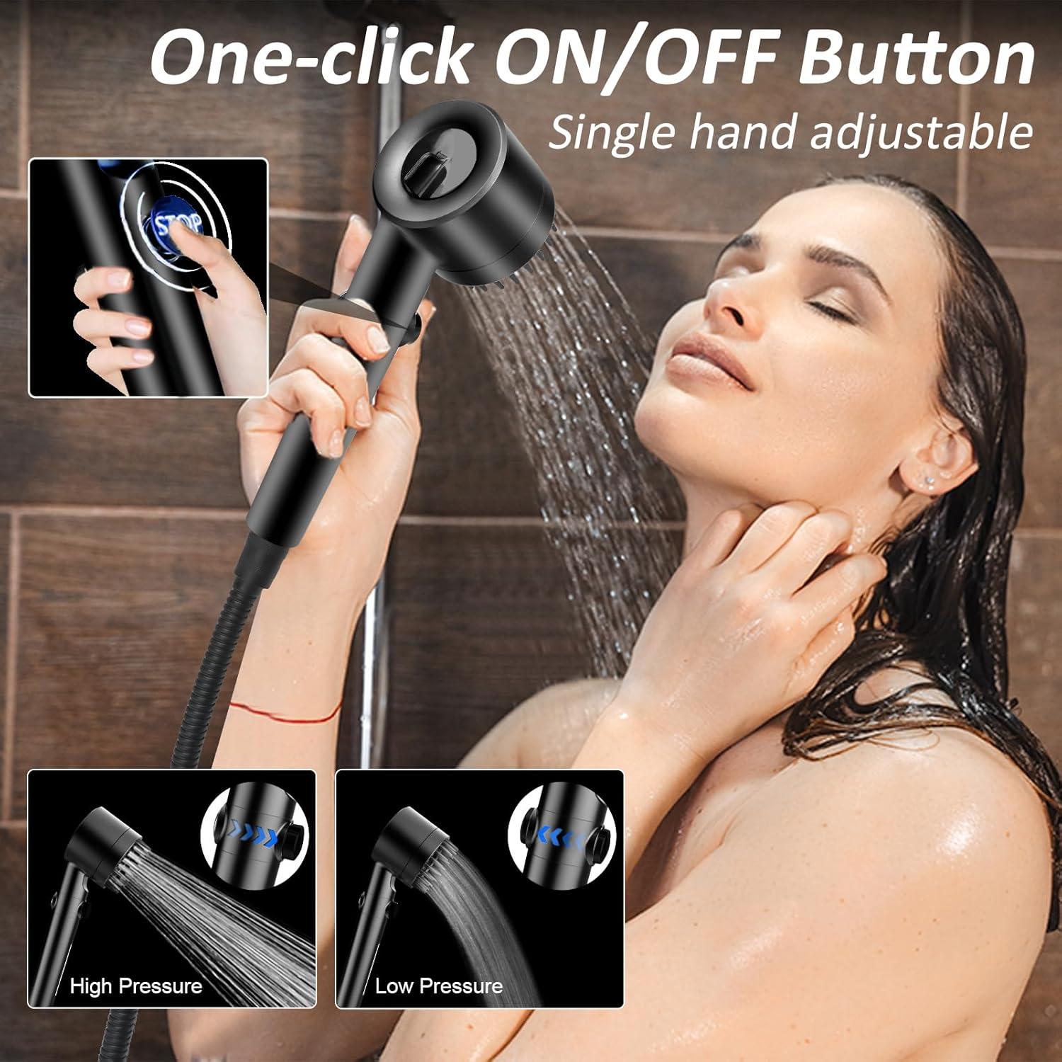 Cabezal de Ducha Luxsego Alta Presión 3 Modos Negro