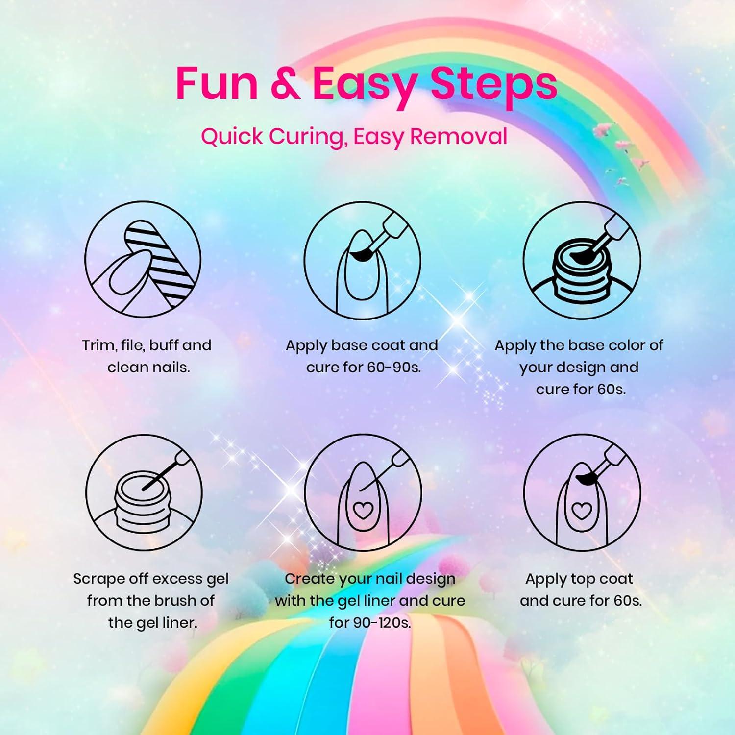 Juego de Gel de Uñas Beetles Rainbow 12 Colores Neón