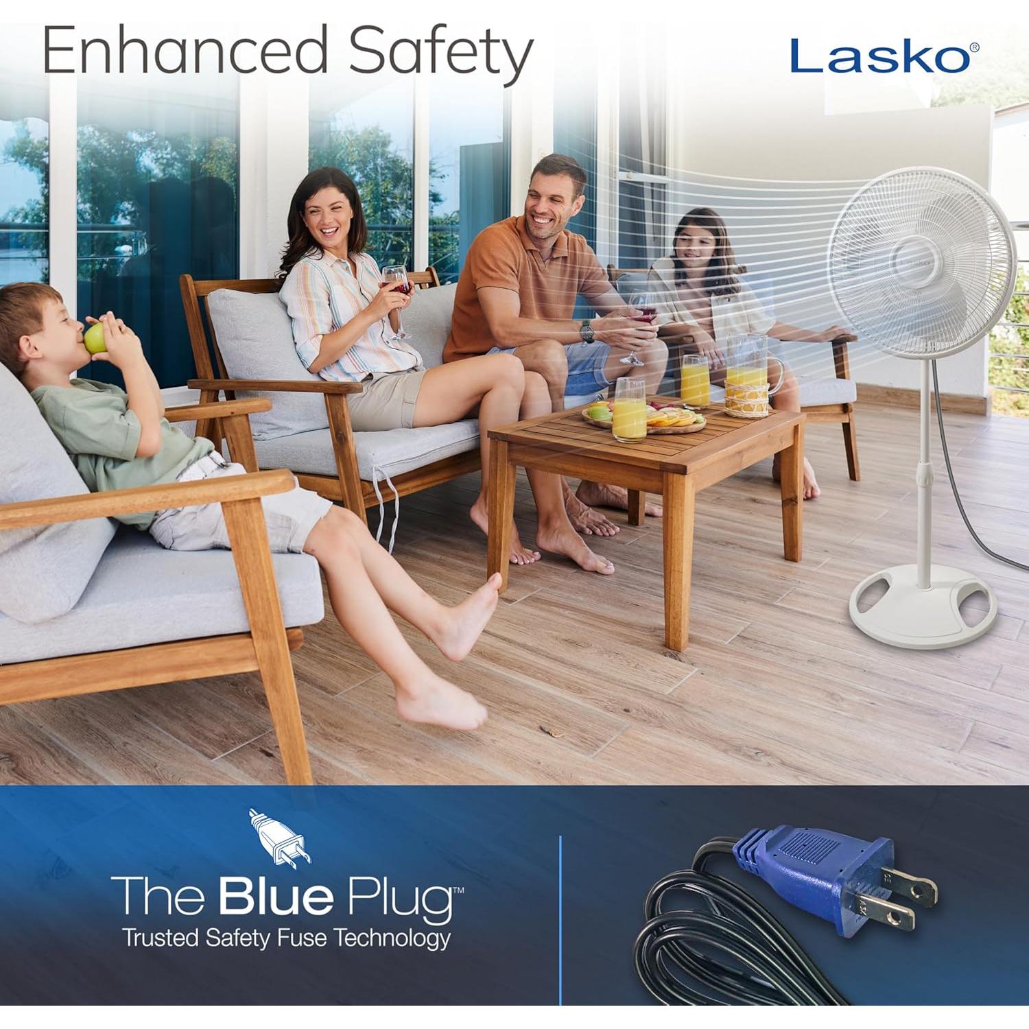 Lasko 2520 Oscillating Stand Fan,White 16 Inch