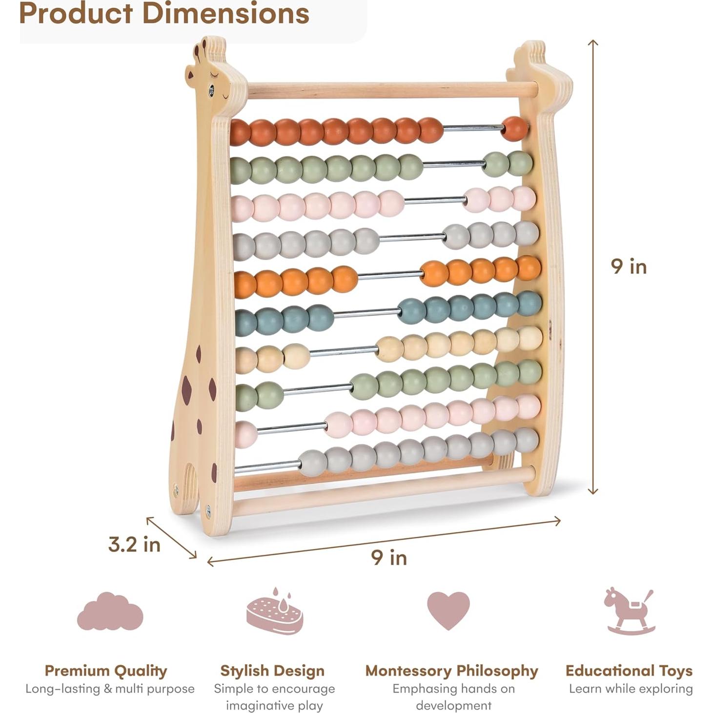 Ábaco de Madera para Niños - Juguete Matemático 24x8.2x28.5cm