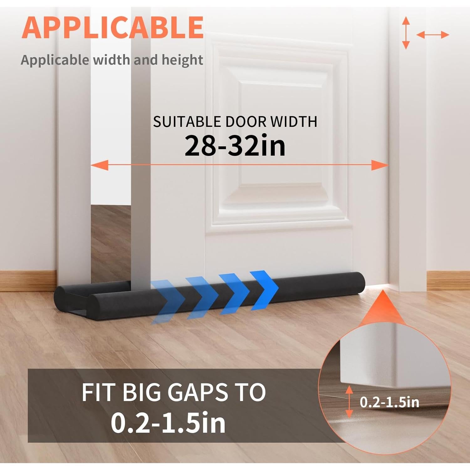 Tapón de Draft BKSAI 71-81cm Negro Aislamiento Acústico