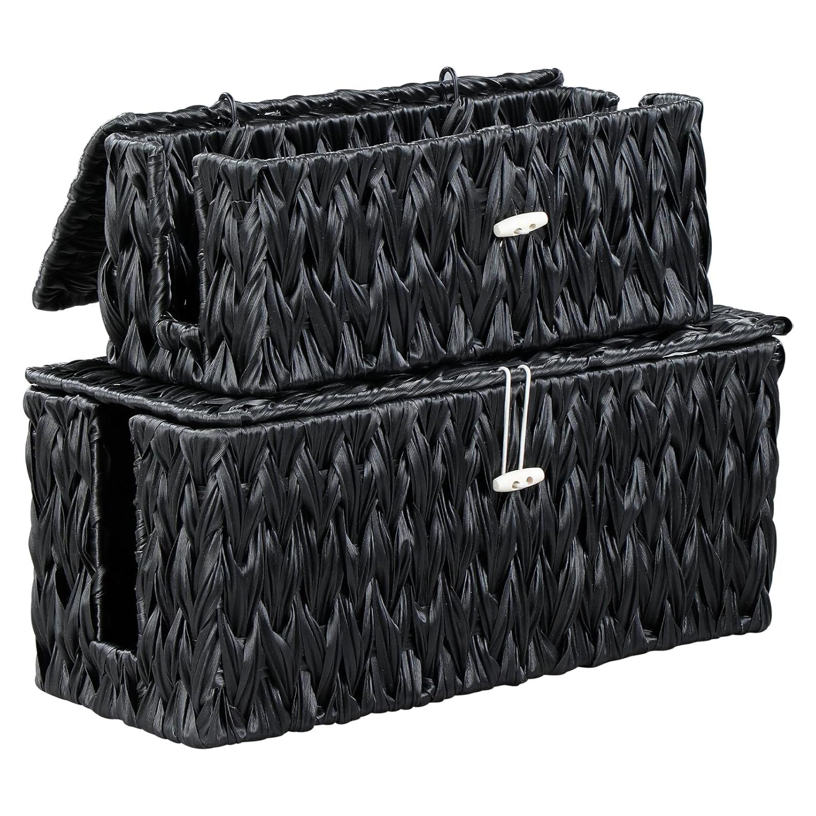 Caja Organizadora de Cables Coeusy Negra - 2 Piezas Grande y Mediana