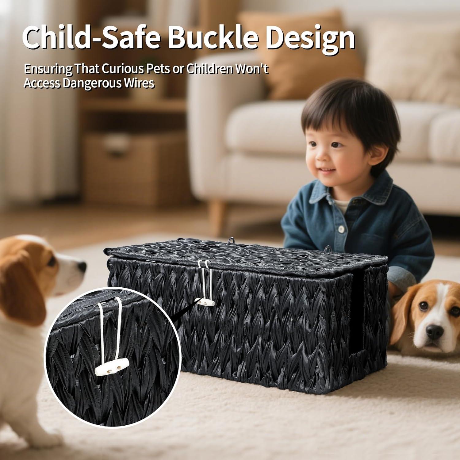 Caja Organizadora de Cables Coeusy Negra - 2 Piezas Grande y Mediana