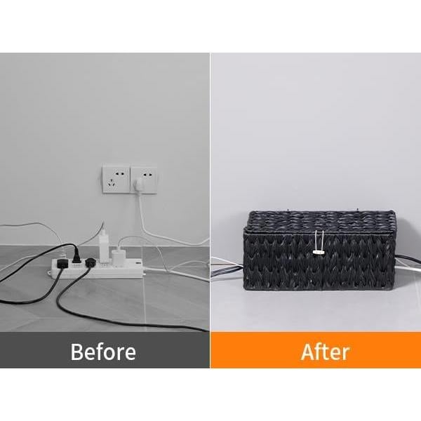 Caja Organizadora de Cables Coeusy Negra - 2 Piezas Grande y Mediana