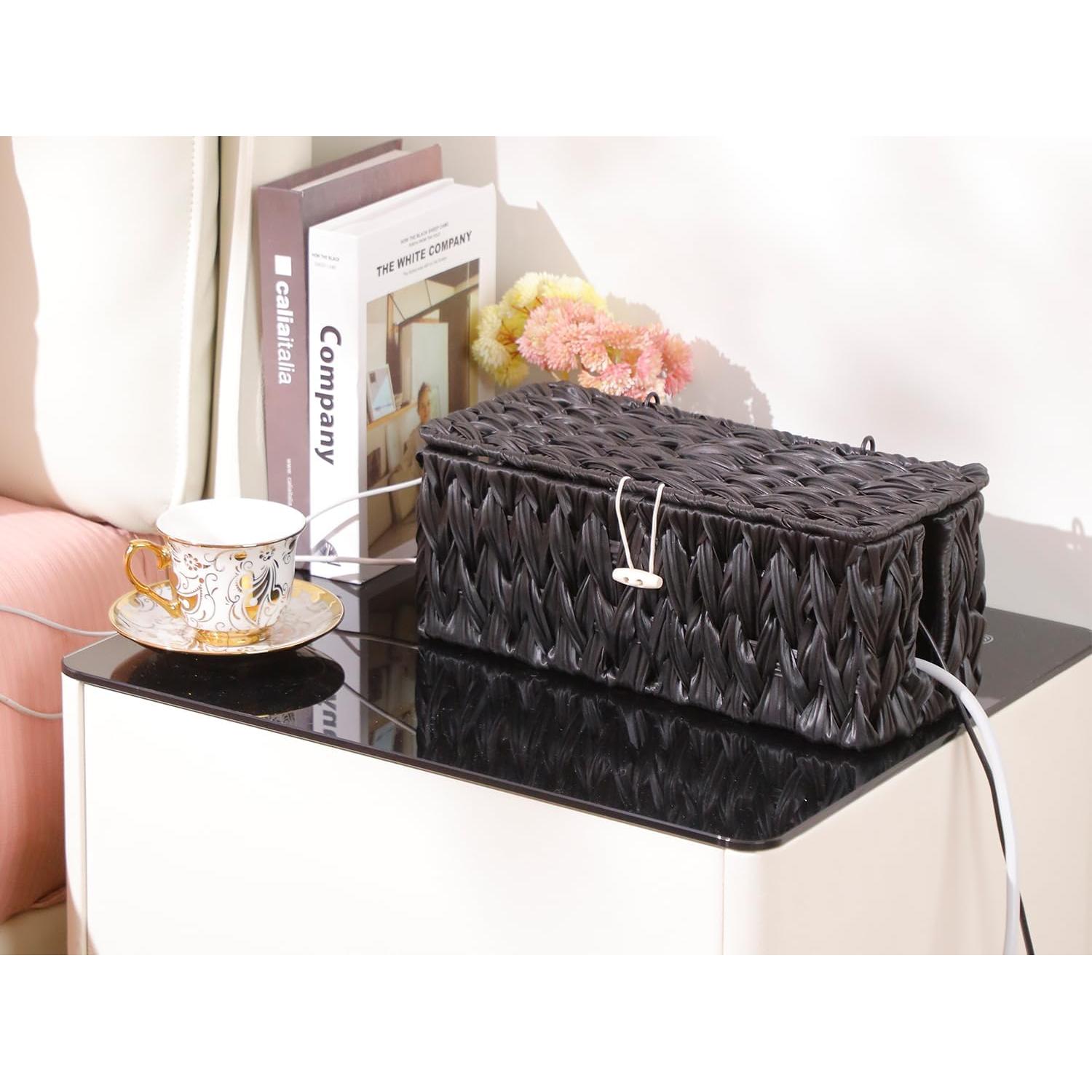 Caja Organizadora de Cables Coeusy Negra - 2 Piezas Grande y Mediana