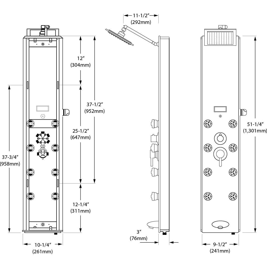 Sistema de Ducha Blue Ocean SPA392B con 8 Jets y Pantalla LED