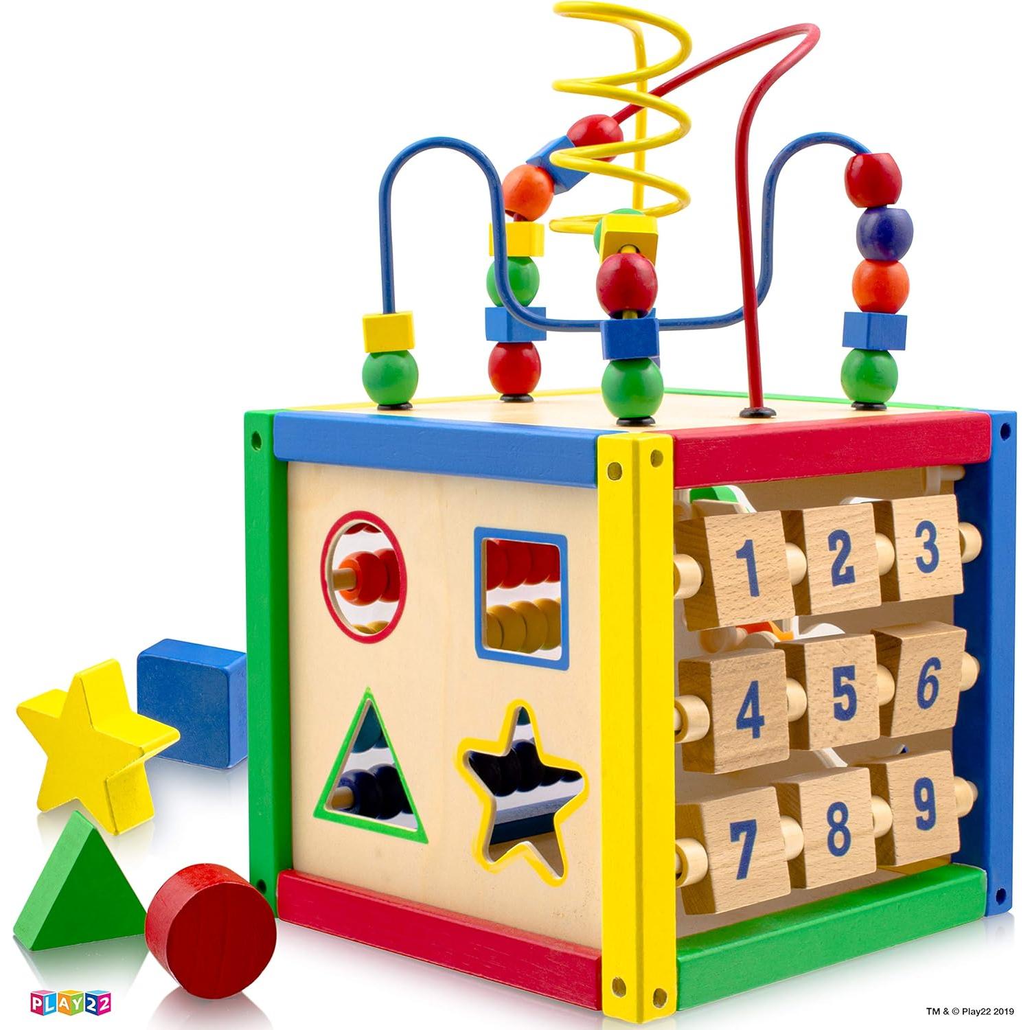 Cubo de Actividad de Madera Play22 6 en 1 para Bebés