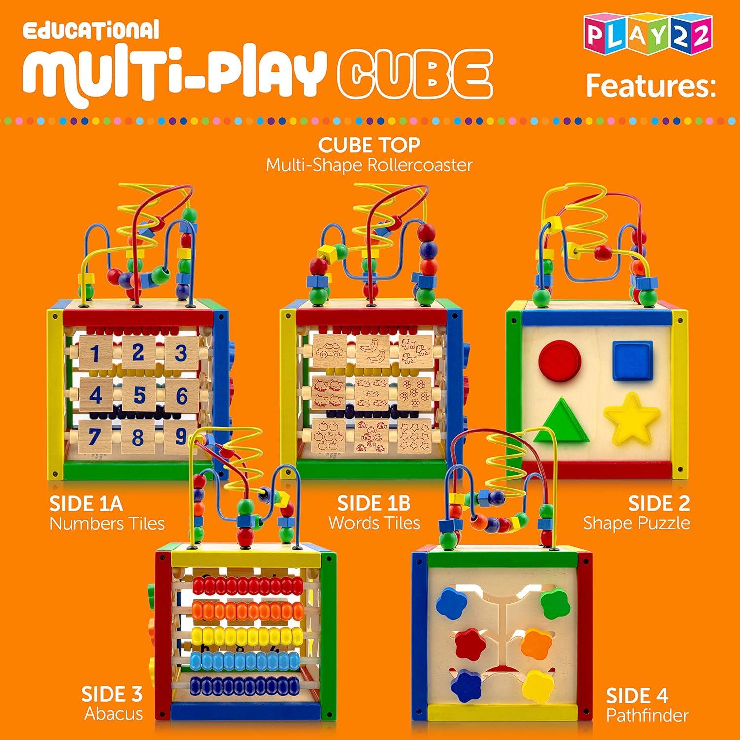 Cubo de Actividad de Madera Play22 6 en 1 para Bebés