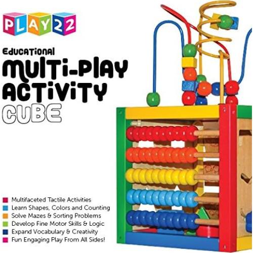 Cubo de Actividad de Madera Play22 6 en 1 para Bebés