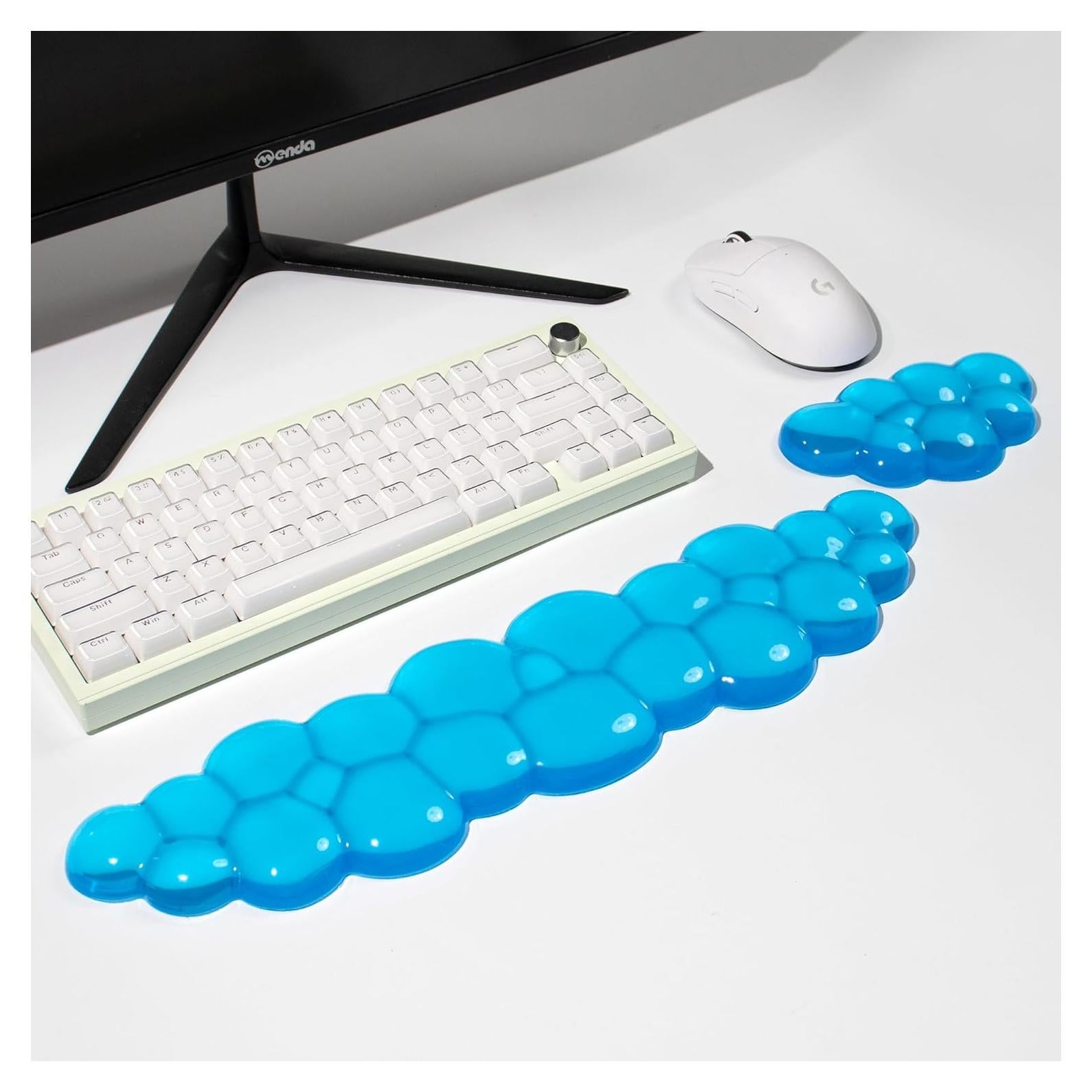 Conjunto Reposamuñecas Gel Silicona Ergonómico Azul - 2 Piezas
