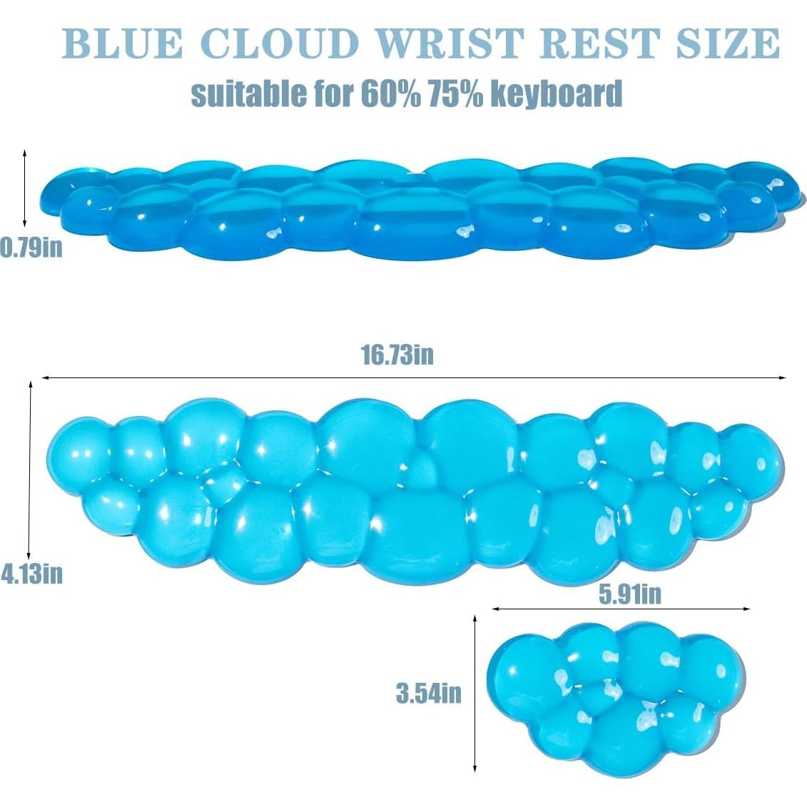 Conjunto Reposamuñecas Gel Silicona Ergonómico Azul - 2 Piezas