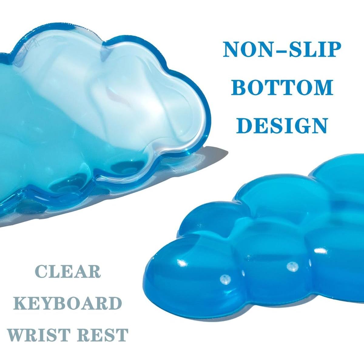 Conjunto Reposamuñecas Gel Silicona Ergonómico Azul - 2 Piezas