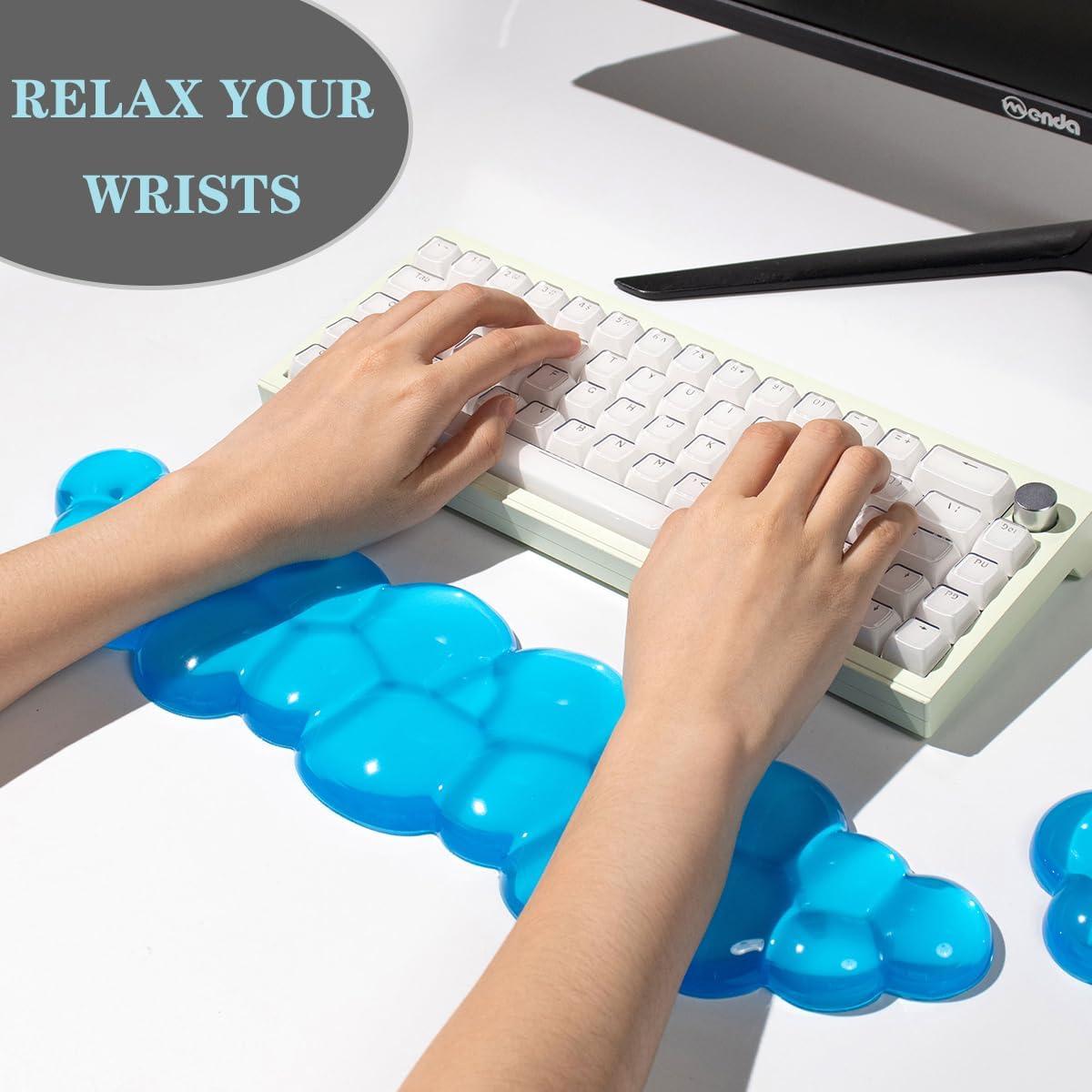 Conjunto Reposamuñecas Gel Silicona Ergonómico Azul - 2 Piezas