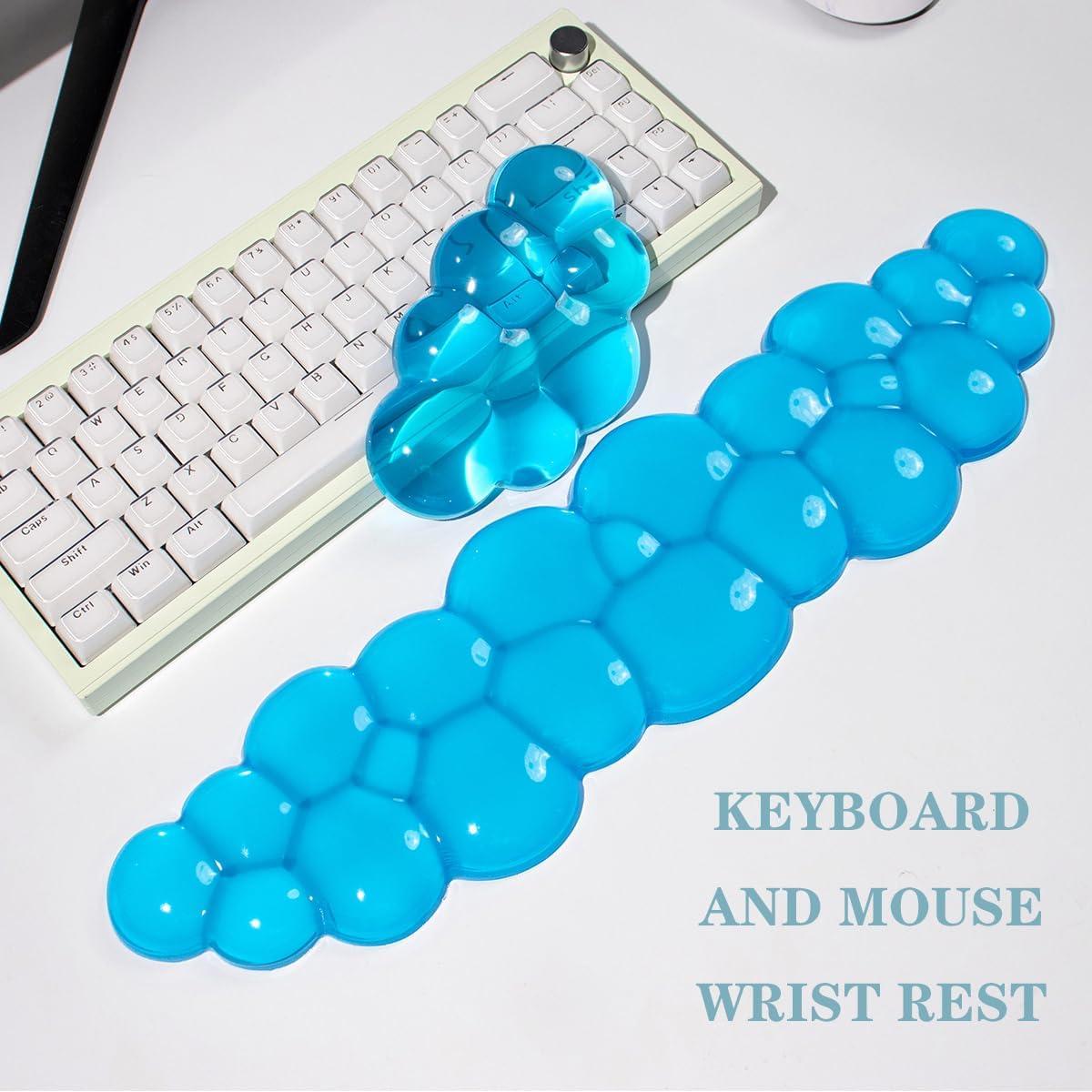 Conjunto Reposamuñecas Gel Silicona Ergonómico Azul - 2 Piezas