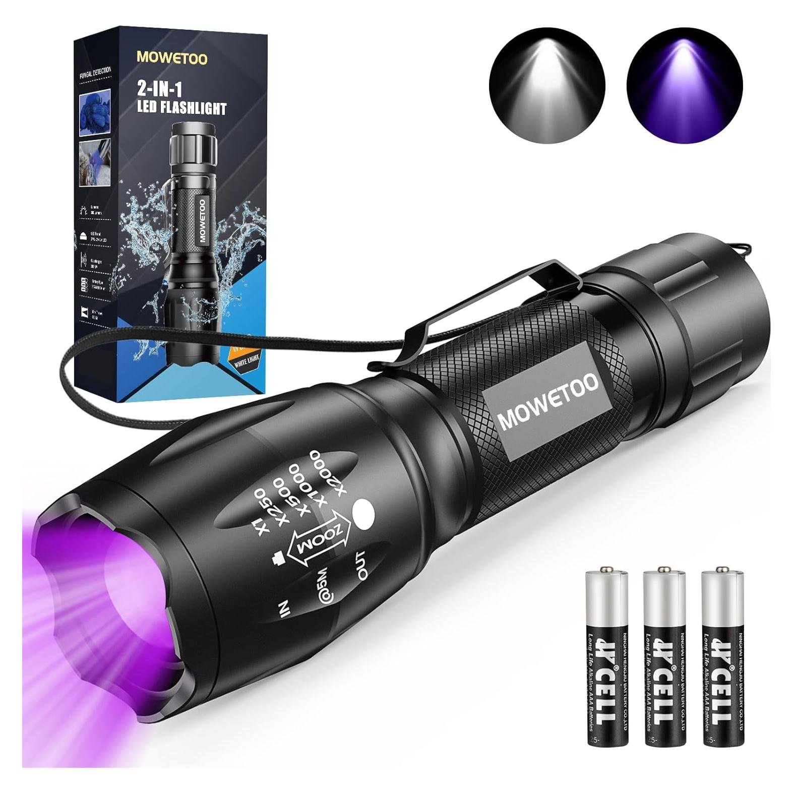 Linterna UV MOWETOO LE-8613d LED 2 en 1 Portátil