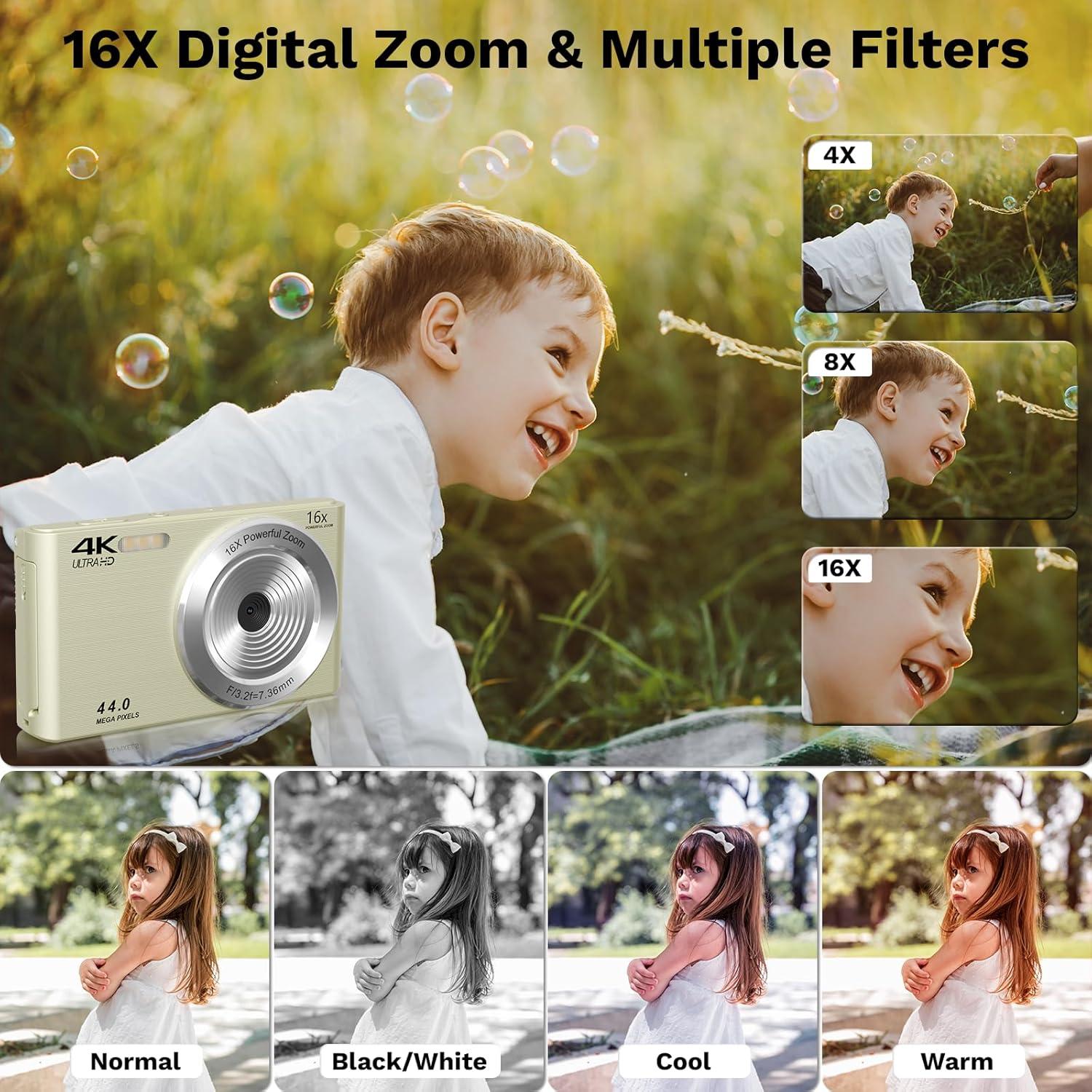 Cámara Digital Compacta SMARTKLIK 44MP FHD 4K para Niños
